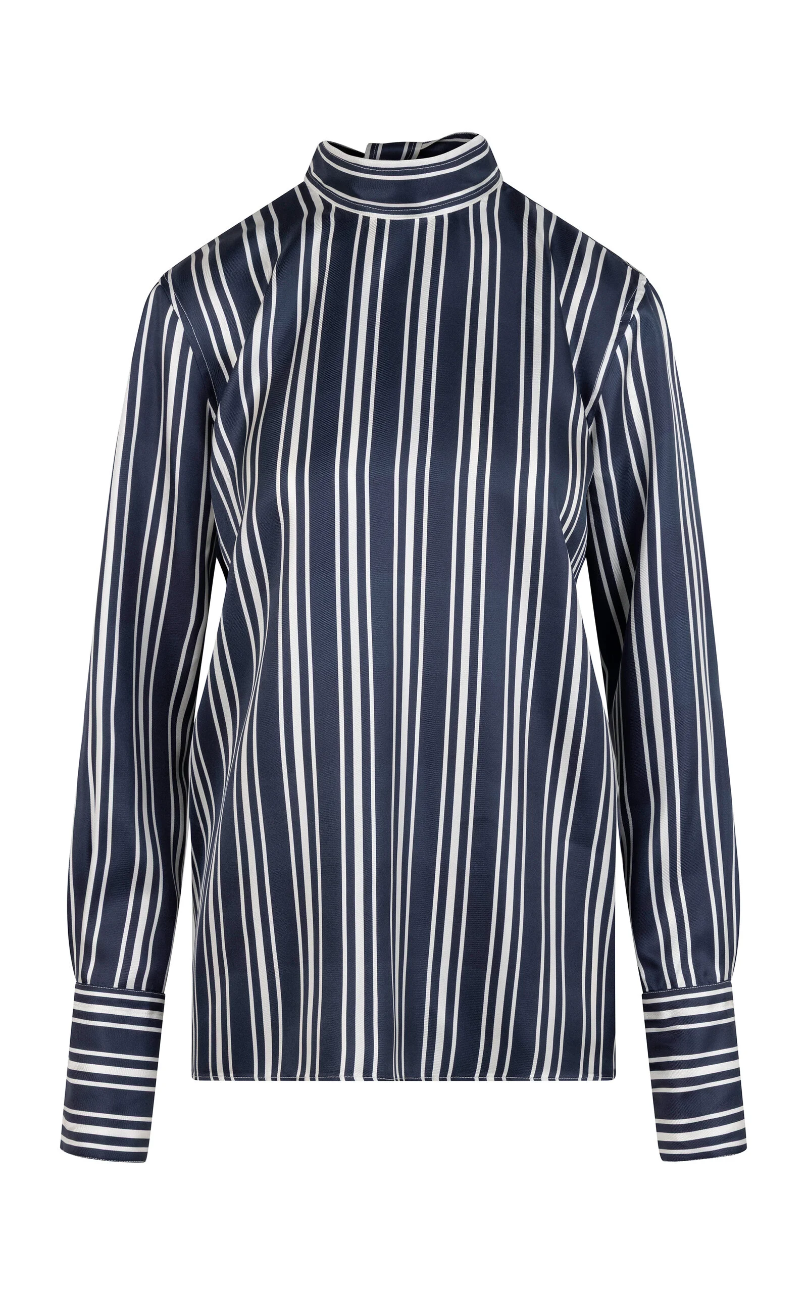 Cora Mock Neck Silk Top stripe - 1