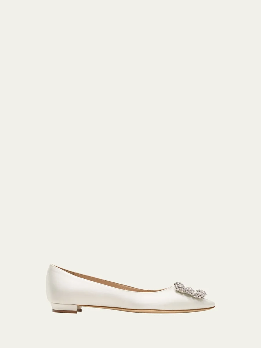 Hangisi Satin Buckle Ballerina Flats - 1