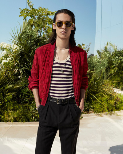 SAINT LAURENT high-rise pants in striped gabardine outlook