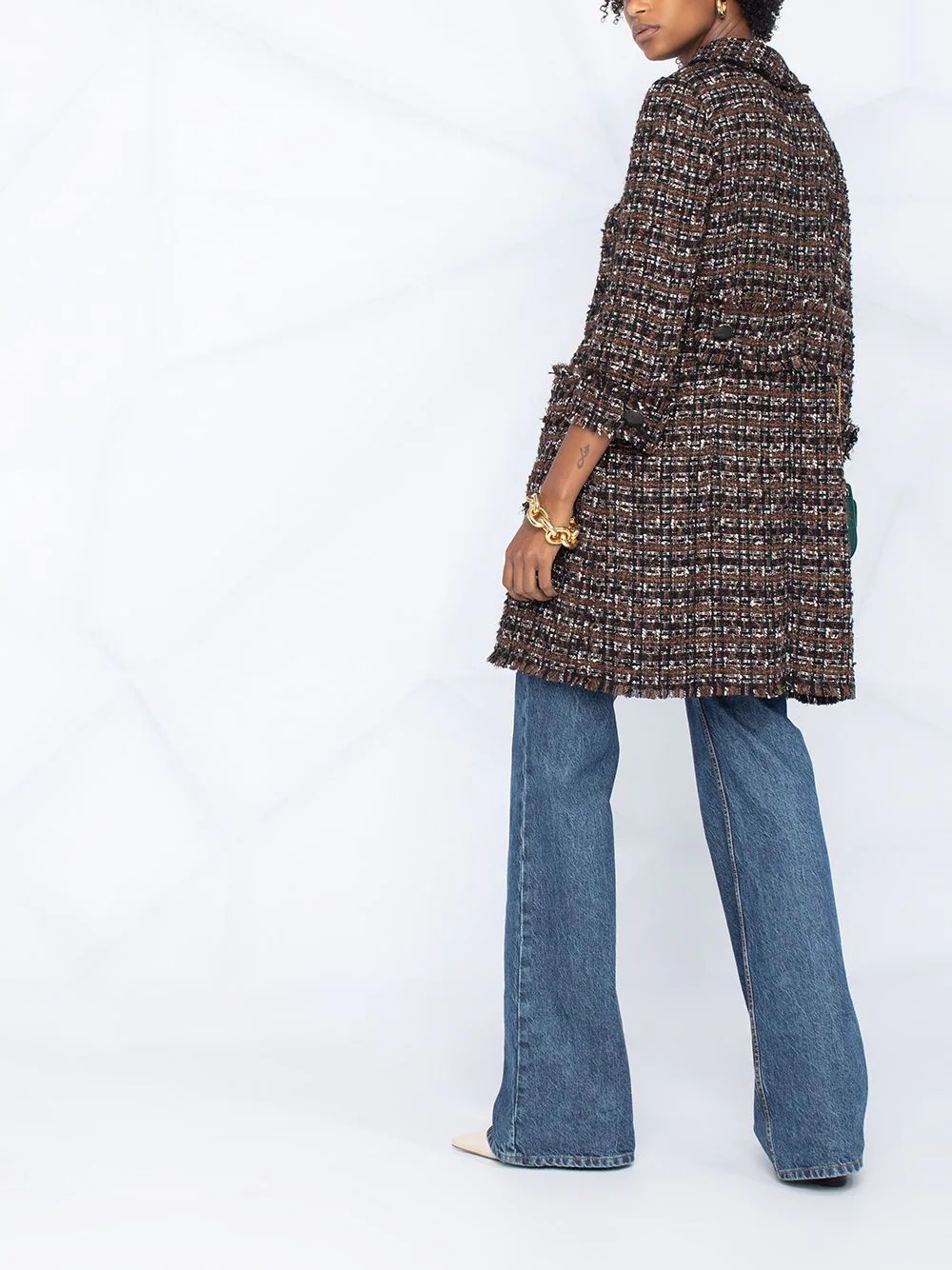 tweed mid-length coat - 6