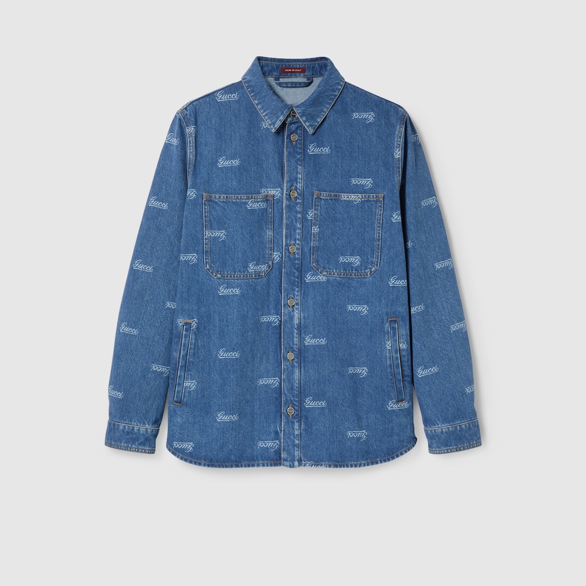 Denim shirt with lasered Gucci detail - 1