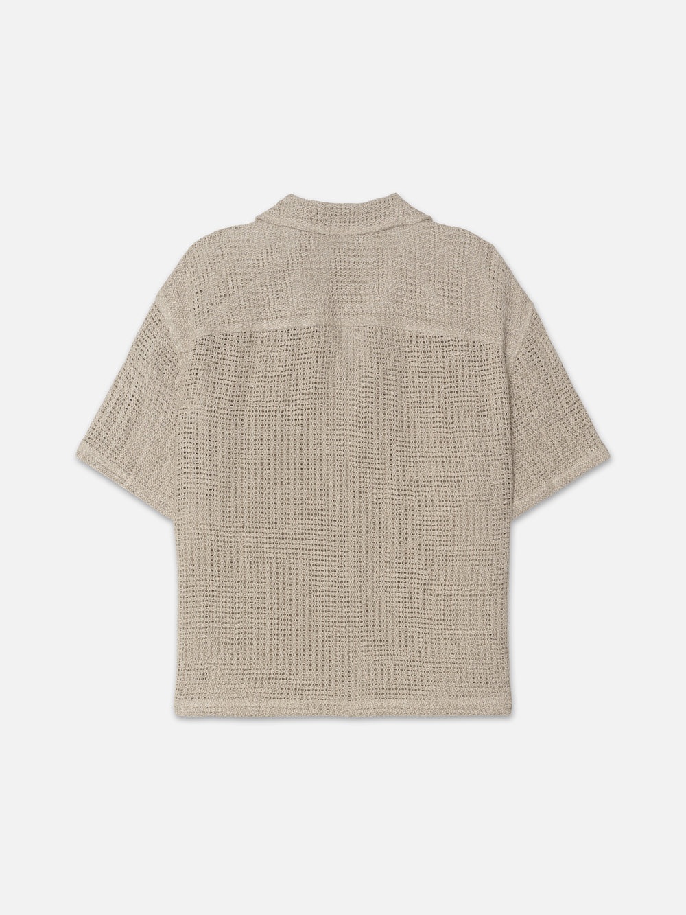 Open Weave Short Sleeve Shirt in Smoke Beige - 3