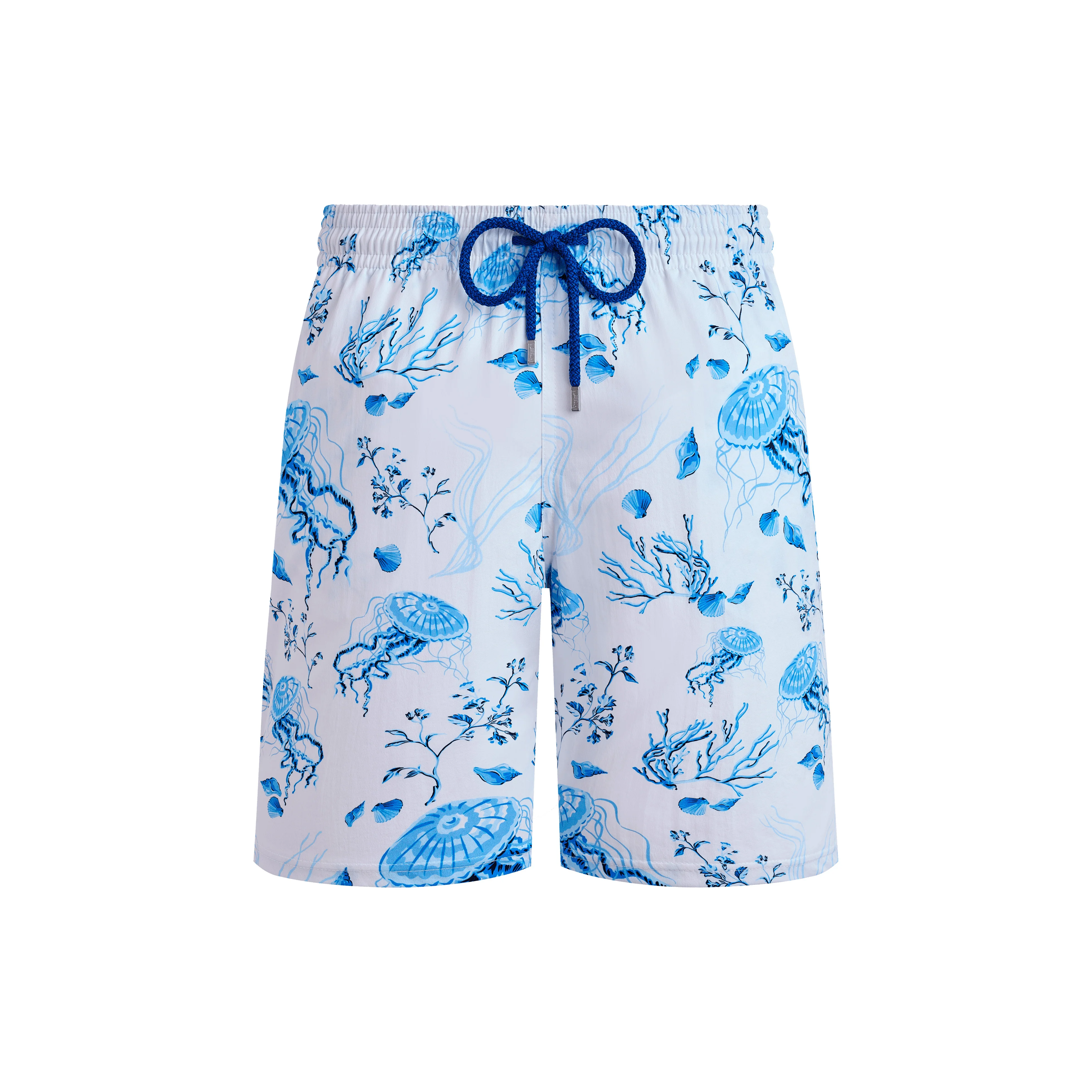 Men Long Stretch Swim Shorts Medusa and Shells - 1