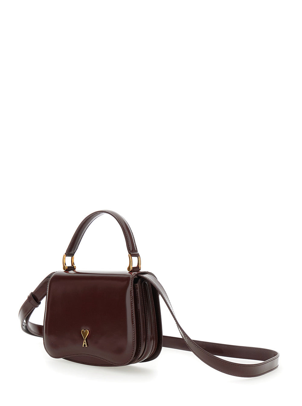 Ami Paris Women Bordeaux Handbag With Adc Patch On The Front And Adjustable And Removable Shoulder S - 2