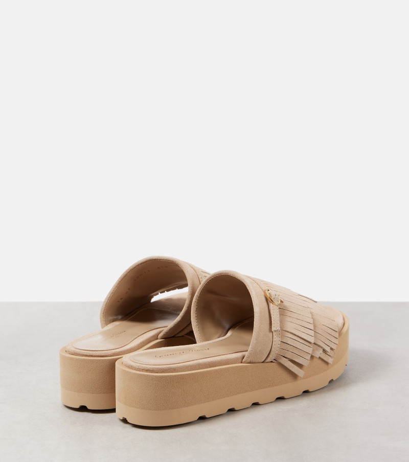 Gianvito Rossi Fringed suede platform slides outlook