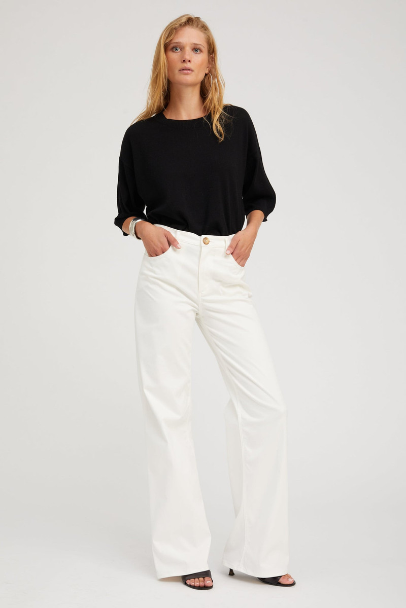 SPRWMN BLACK CASHMERE BOXY T-SHIRT outlook