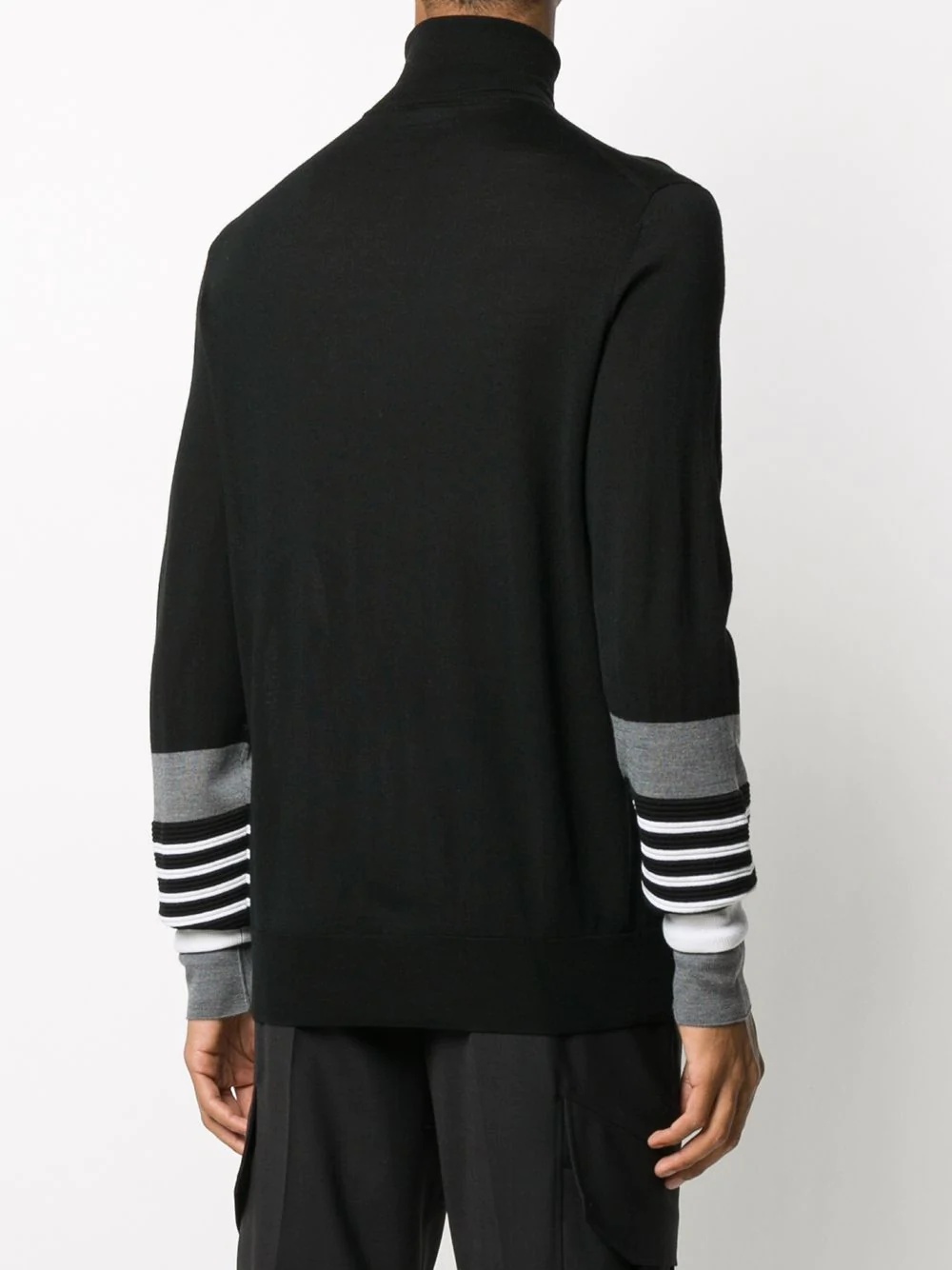 striped sleeves turtle neck jumper - 4