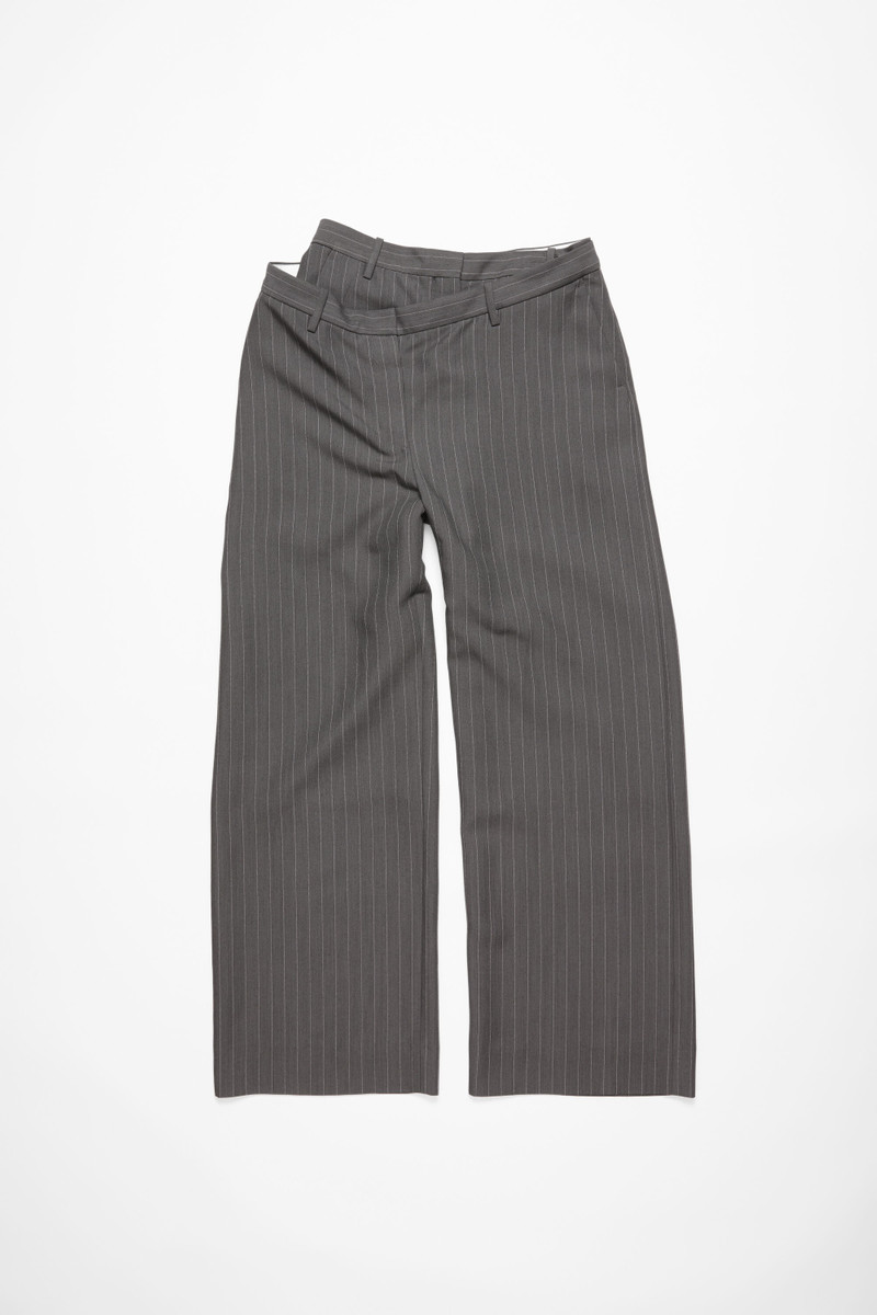 Deconstructed pinstripe trousers - Grey Melange - 1