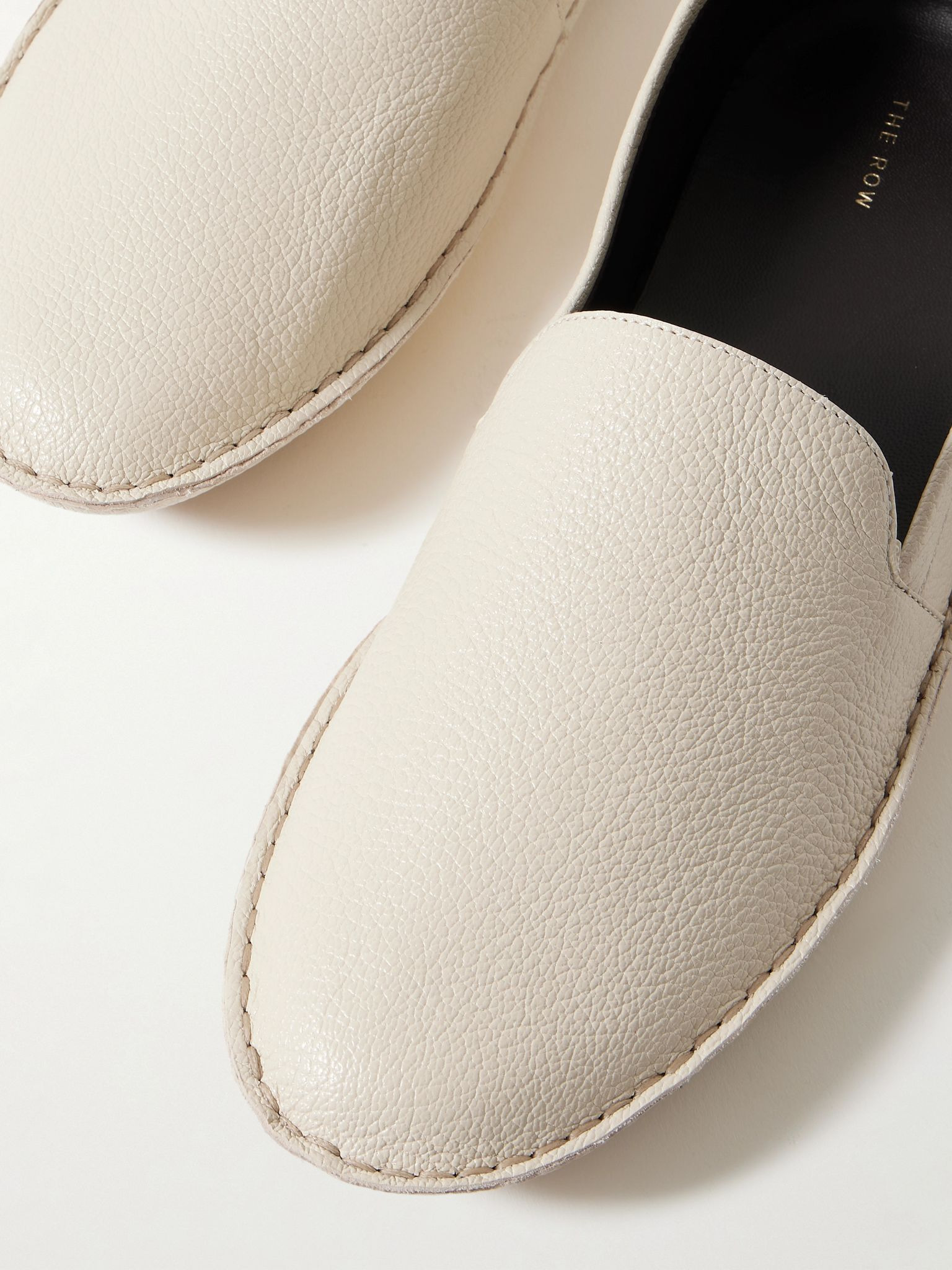 Vasko textured-leather loafers Ivory - 4