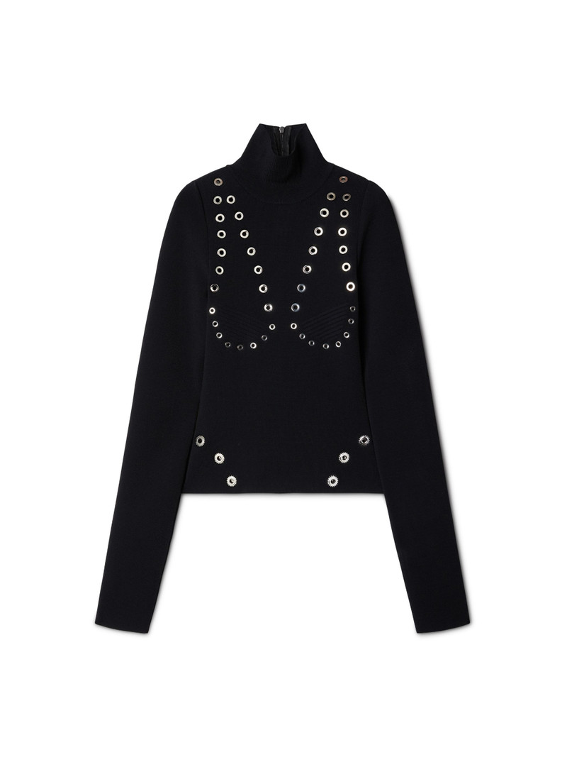 Eyelets Mock Neck - 1