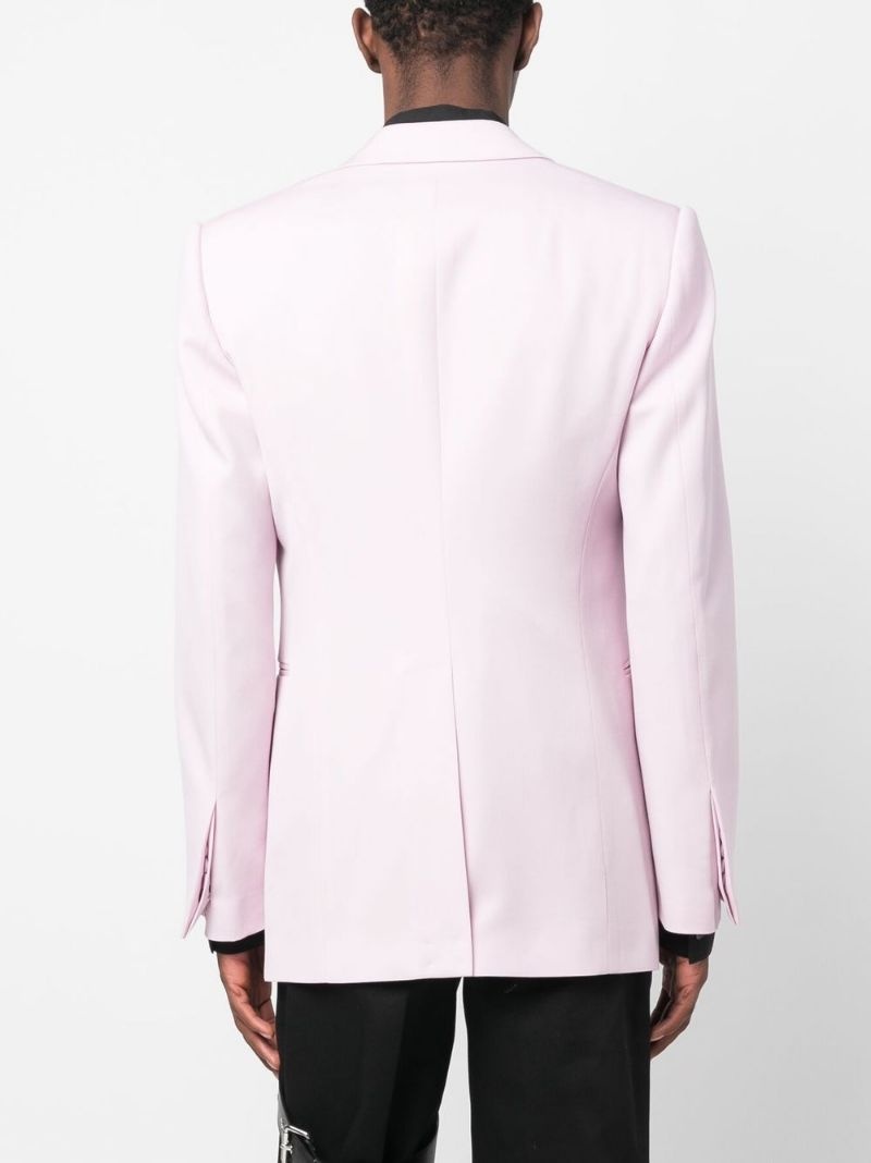 off-centre fastening wool blazer - 4