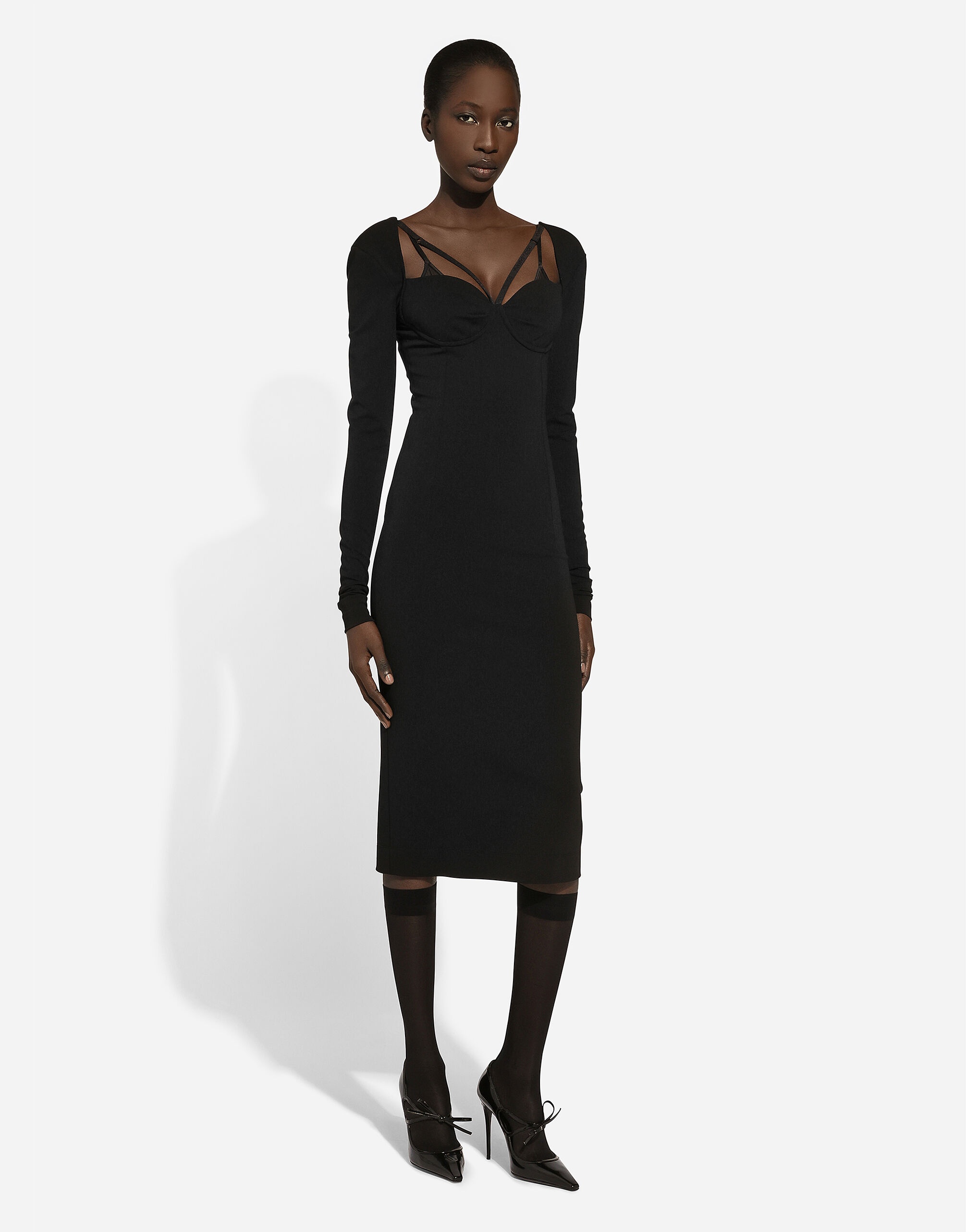Jersey Milano rib calf-length dress - 2