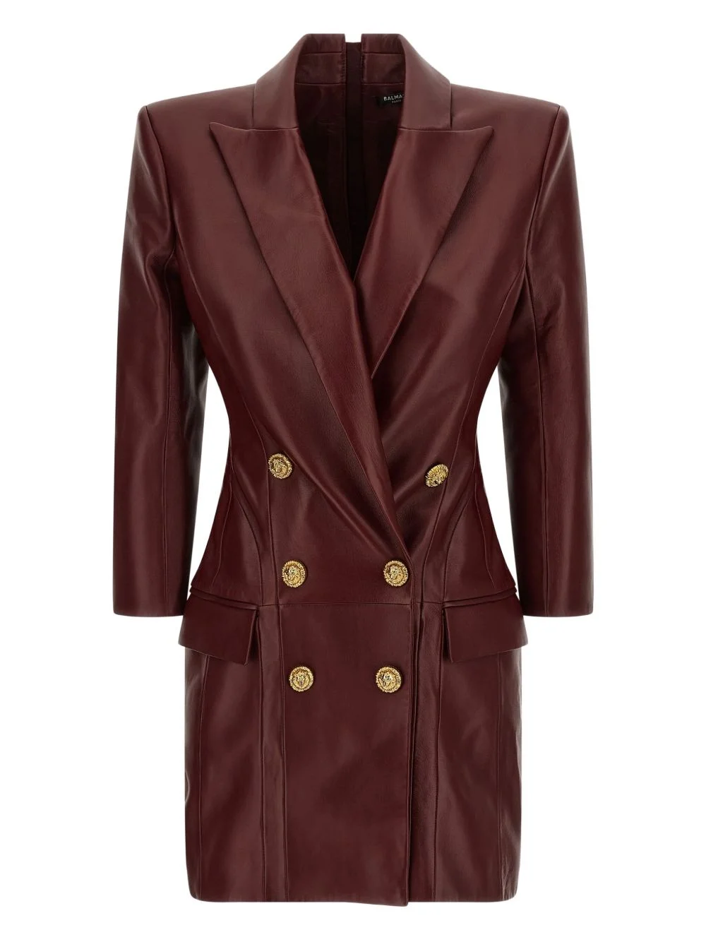 double-breasted leather mini dress - 1