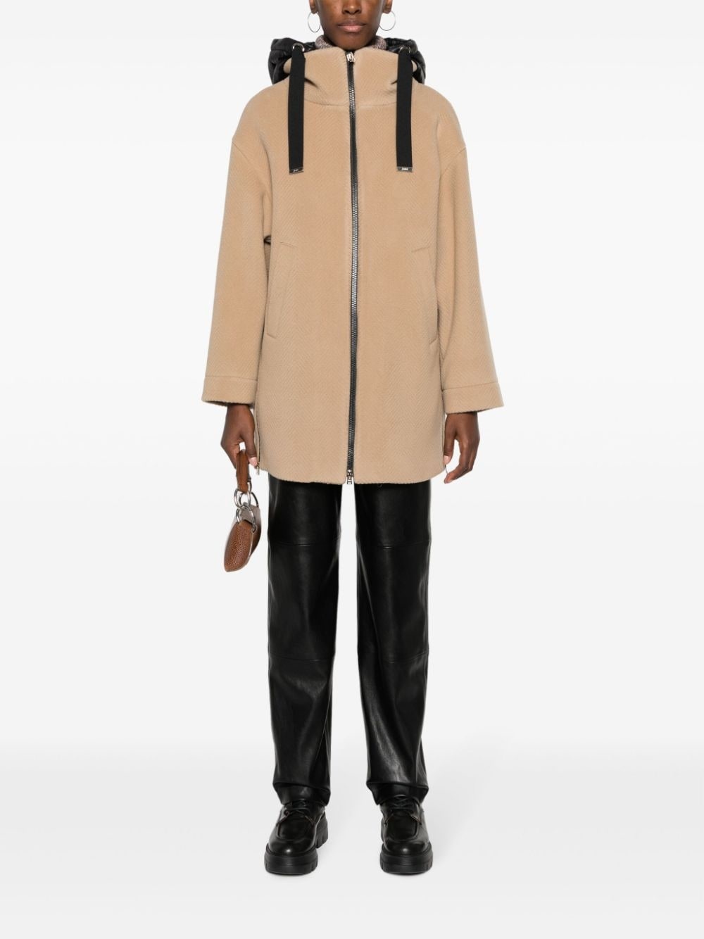 zip-up hooded coat - 2