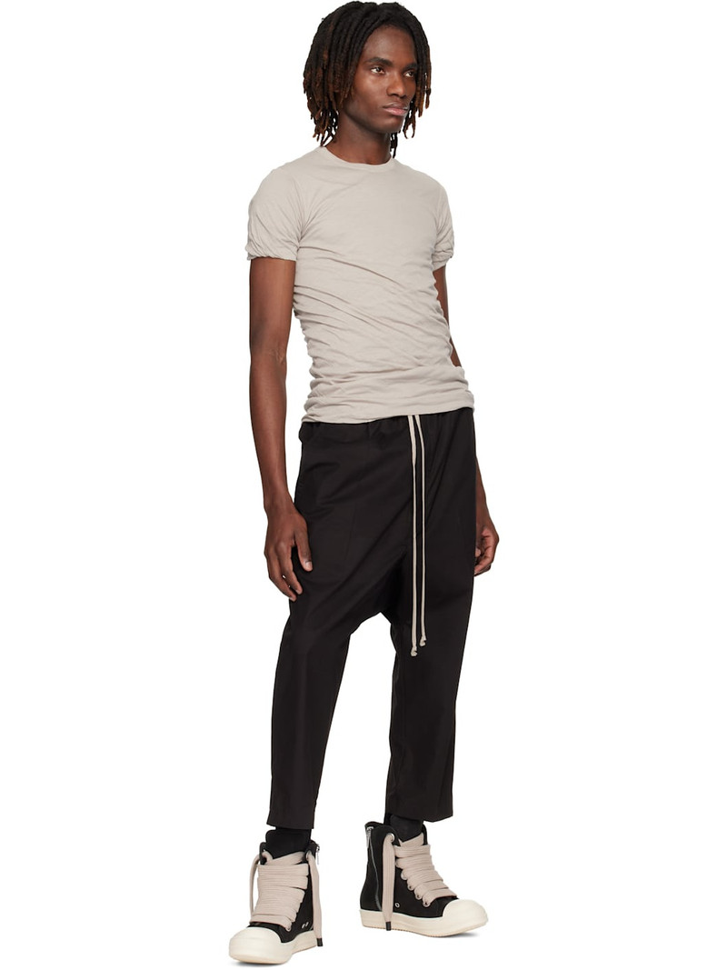 Rick Owens Black Temple Drawstring Cropped Trousers outlook