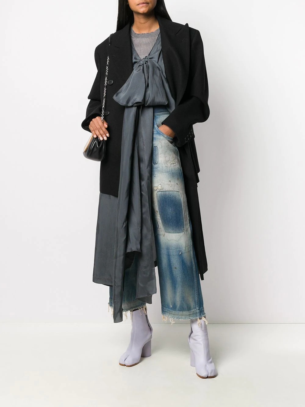 oversize bow detail coat - 2