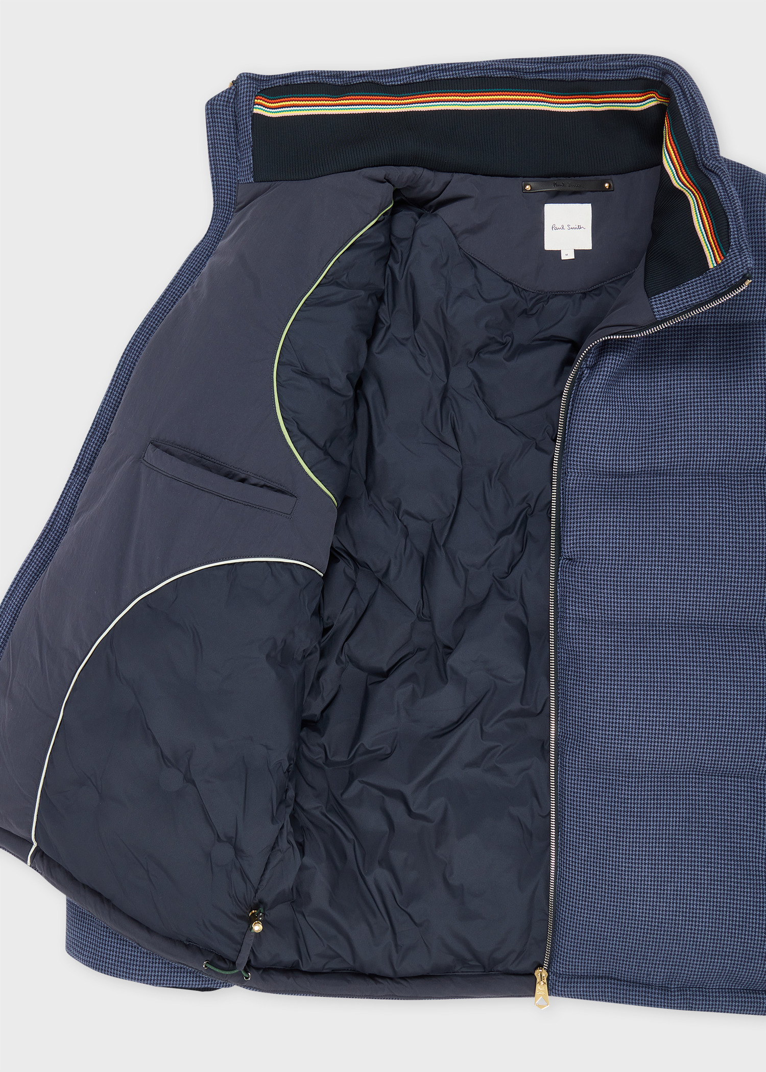 Navy Houndstooth Down Jacket with Detachable Hood - 4