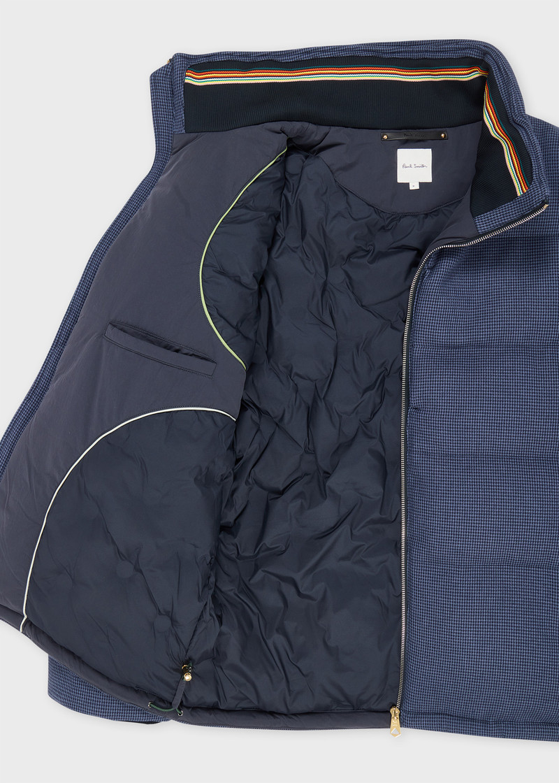 Navy Houndstooth Down Jacket with Detachable Hood 4