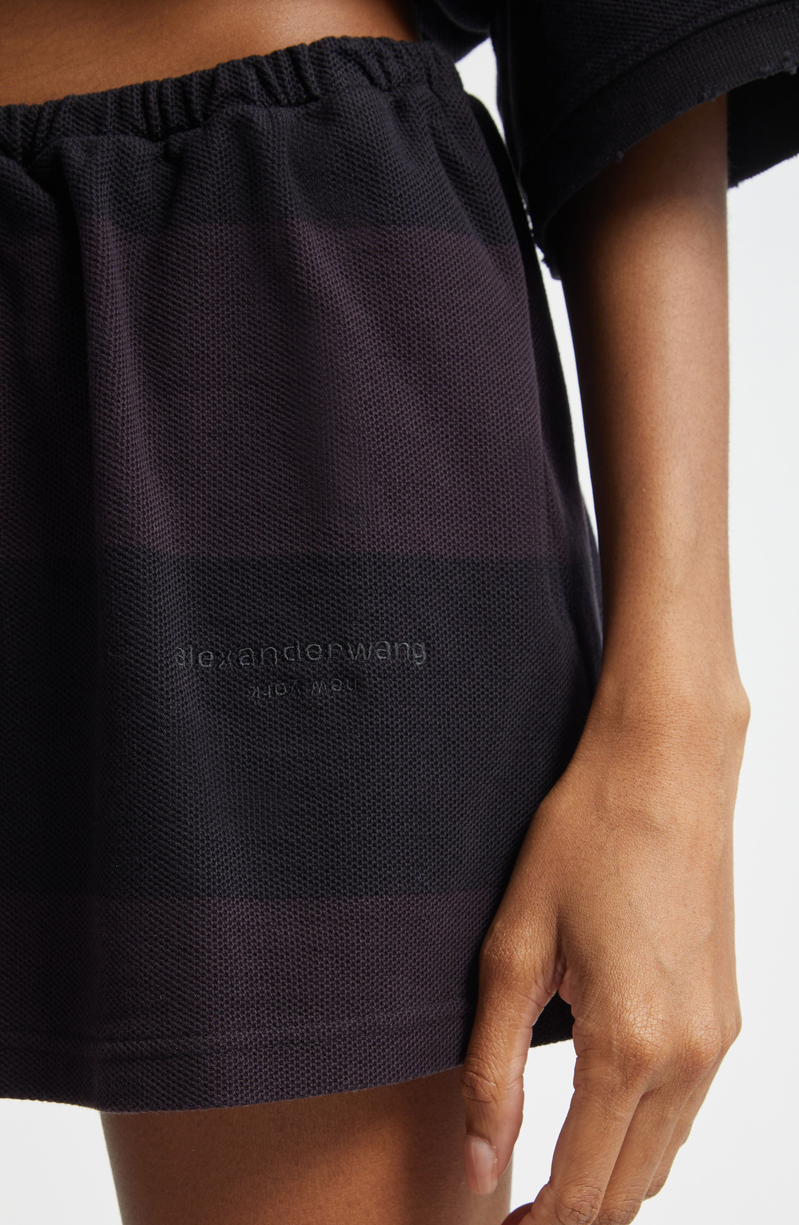 Alexander Wang Deconstructed Polo Miniskort in Black Overdyed Stripe at Nordstrom - 5