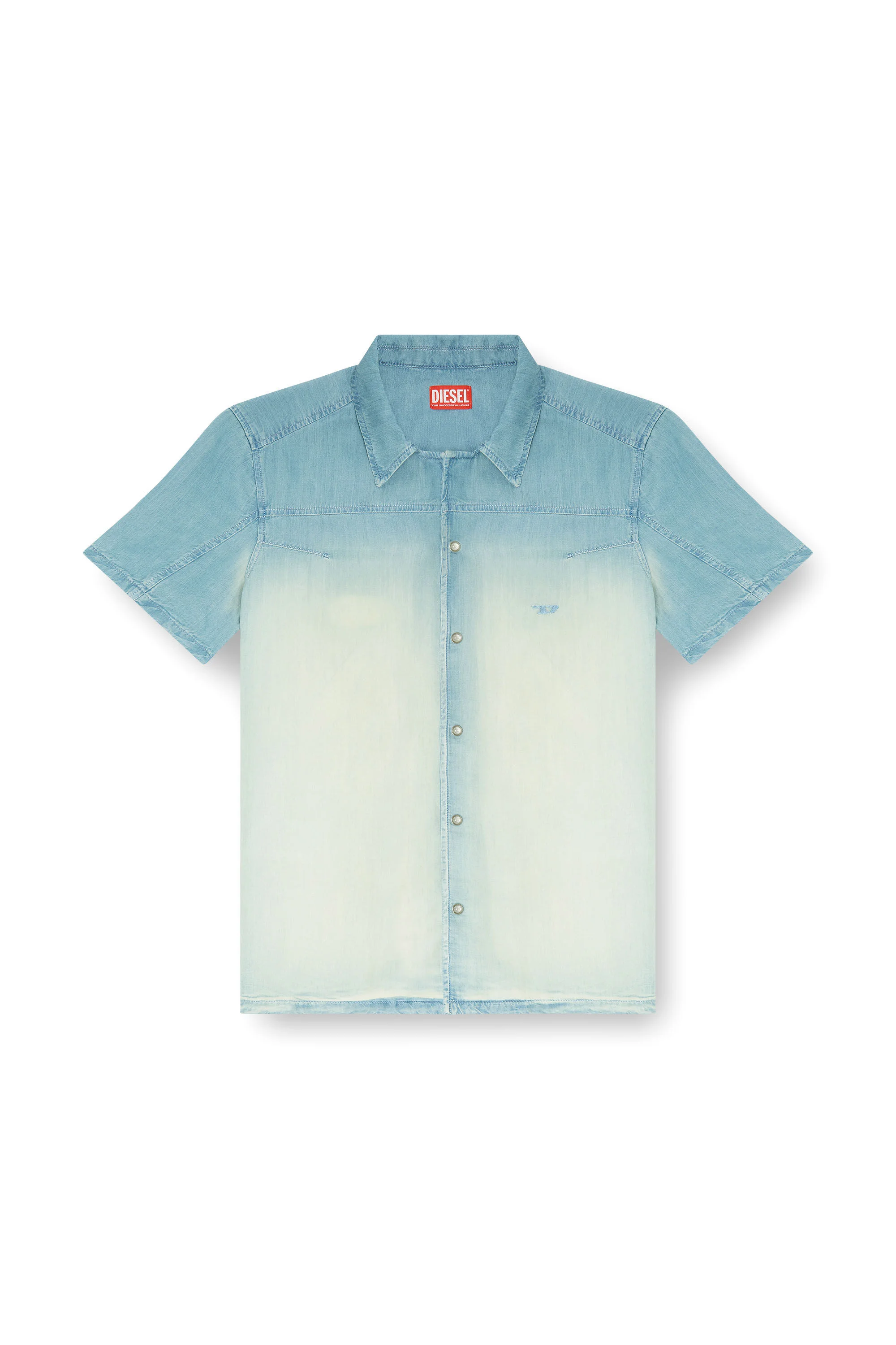 SHORT-SLEEVE SHIRT IN FLUID OVERDYED DENIM - 1