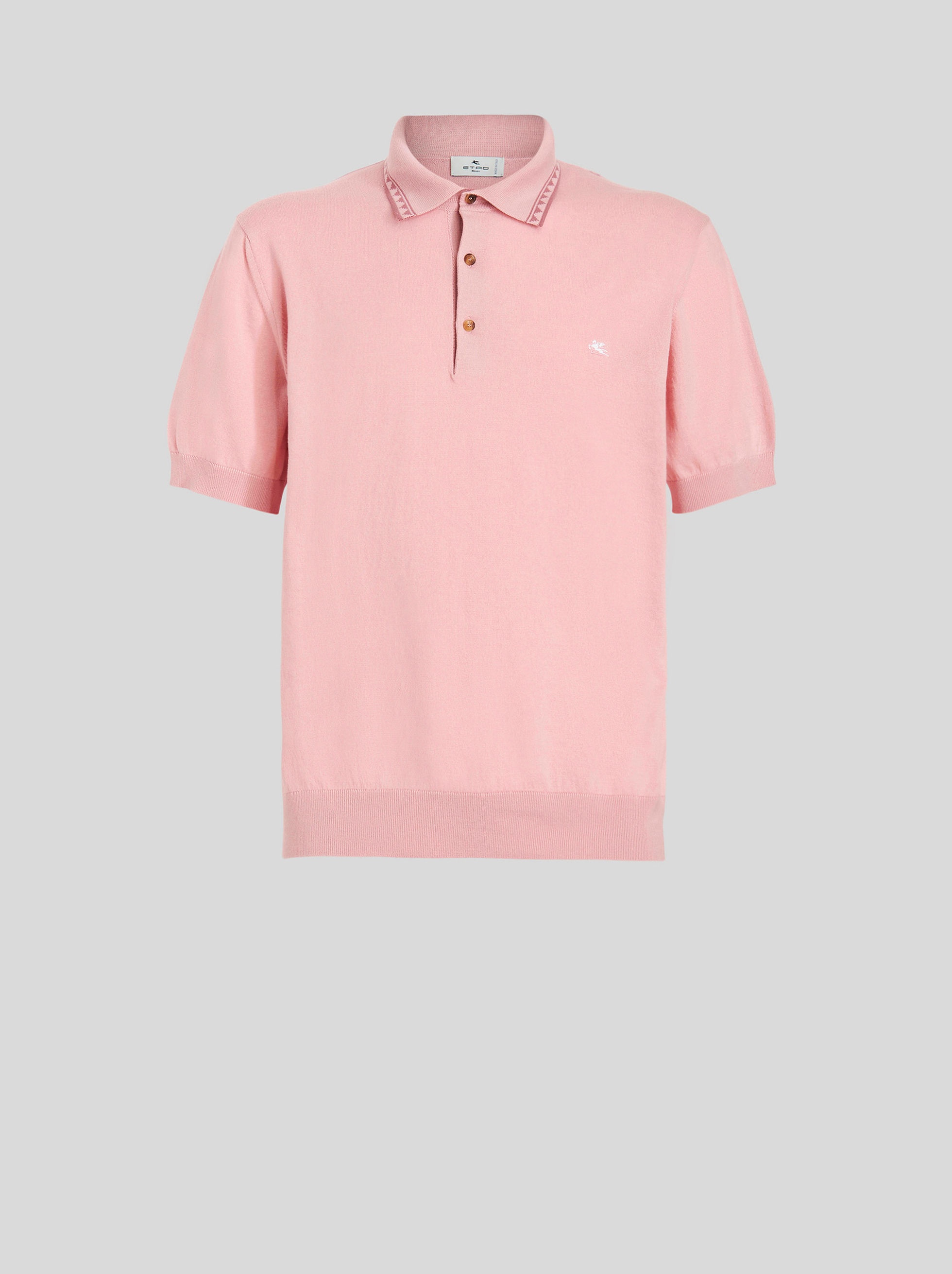 JERSEY POLO SHIRT WITH DECORATIVE GRECA - 1