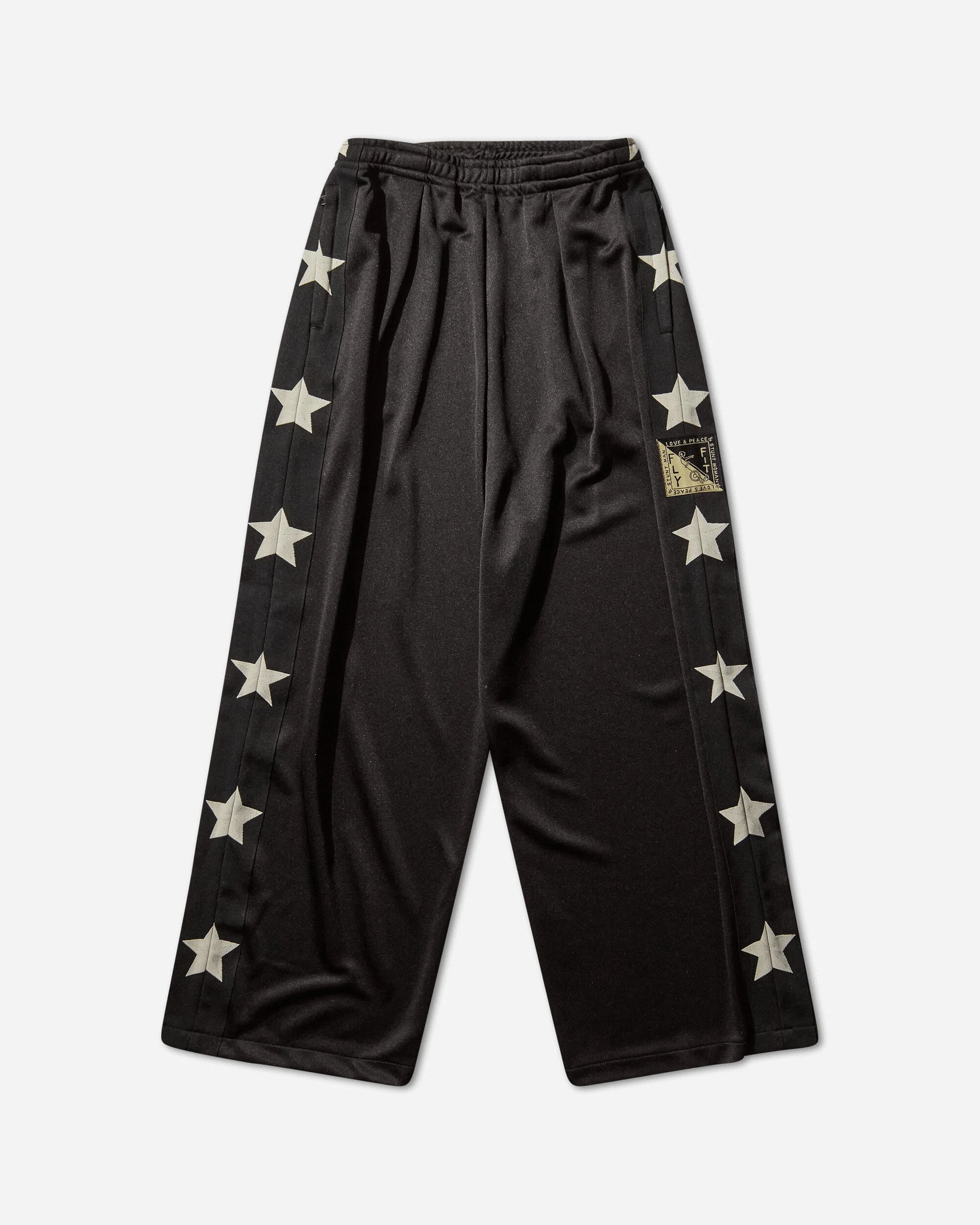 Men's Smooth Jersey Stuntman & Woman Baggy Track Pants Black - 1