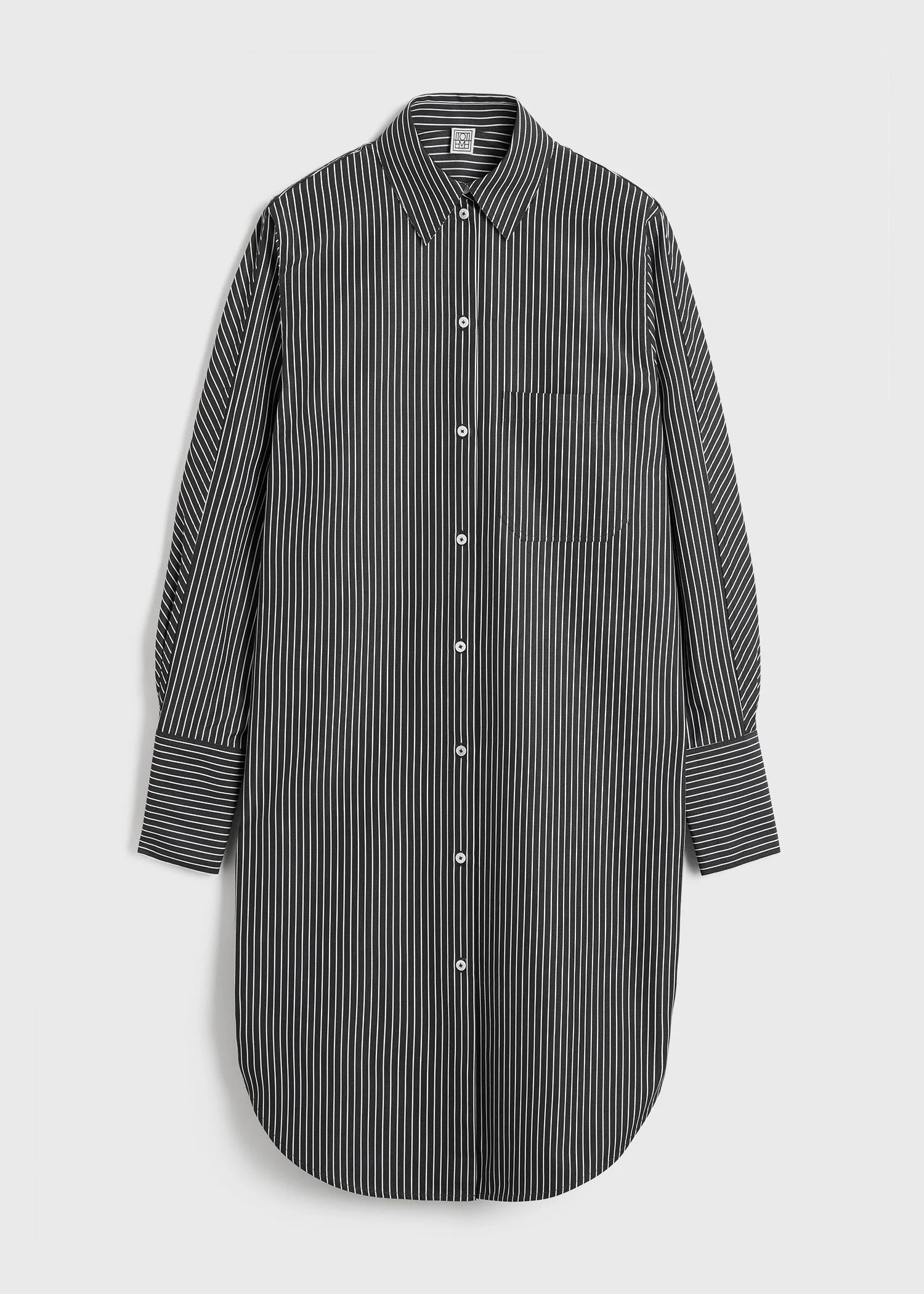 Striped kimono-sleeve shirtdress black/white - 1