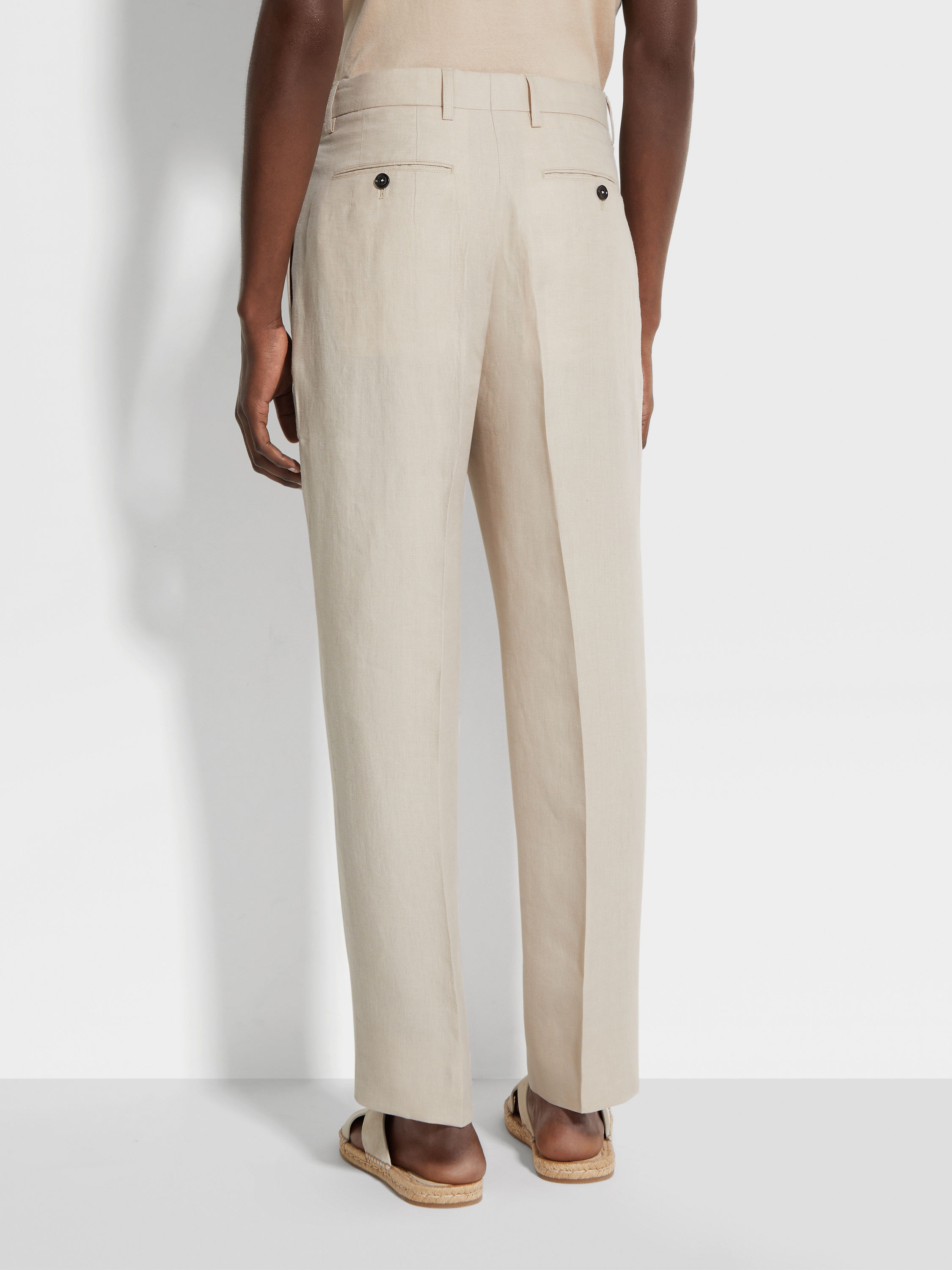 LIGHT BEIGE OASI LINO PANTS - 6