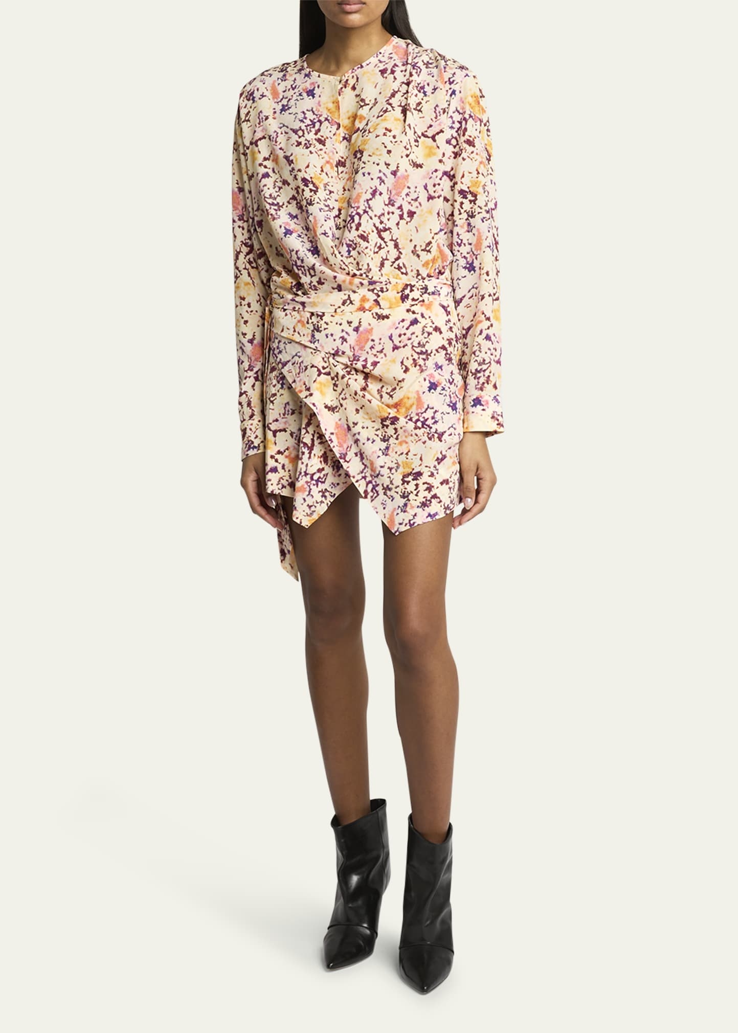 Habla Floral Print Silk Wrap Dress - 2