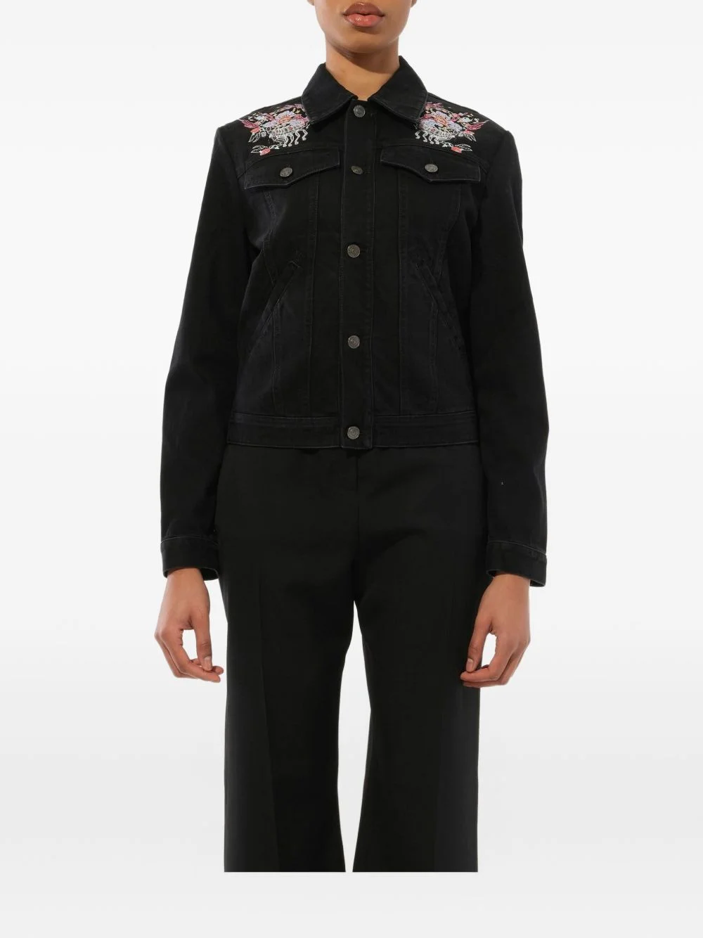 embroidered denim jacket - 1