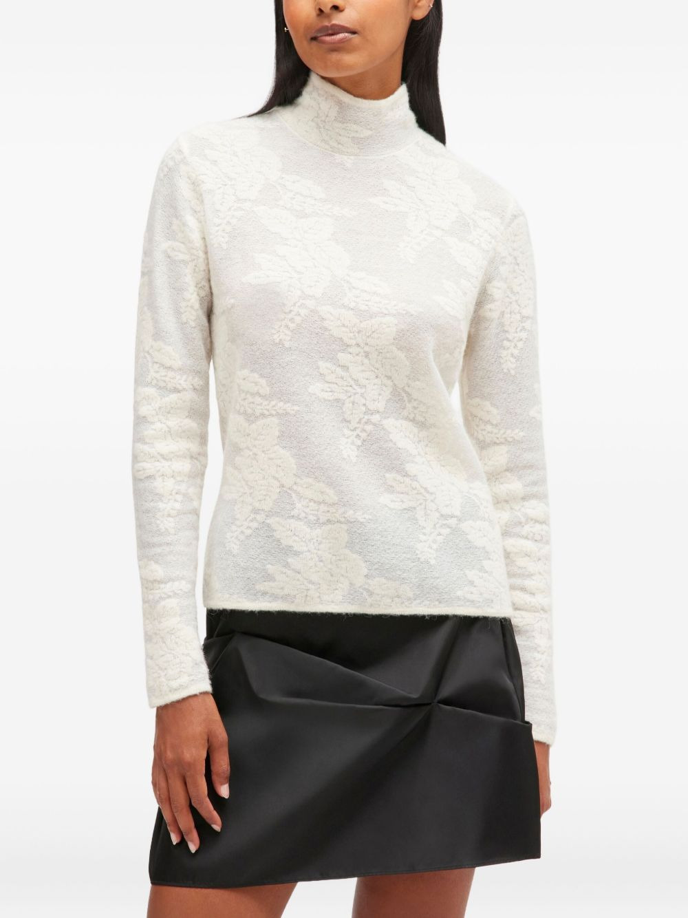 flower jacquard mockneck top - 3