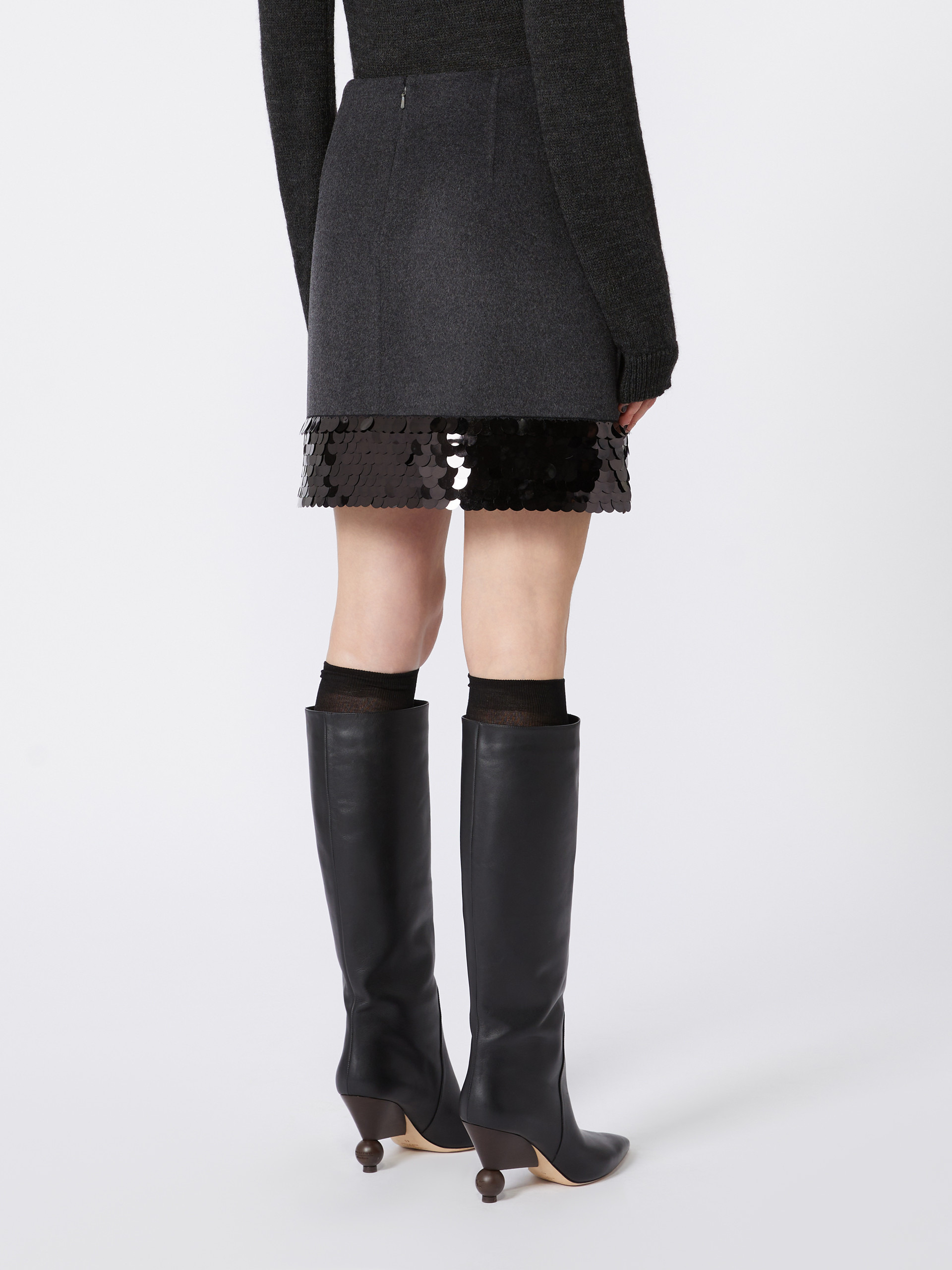BRONTE1234 Wool and sequin miniskirt - 4