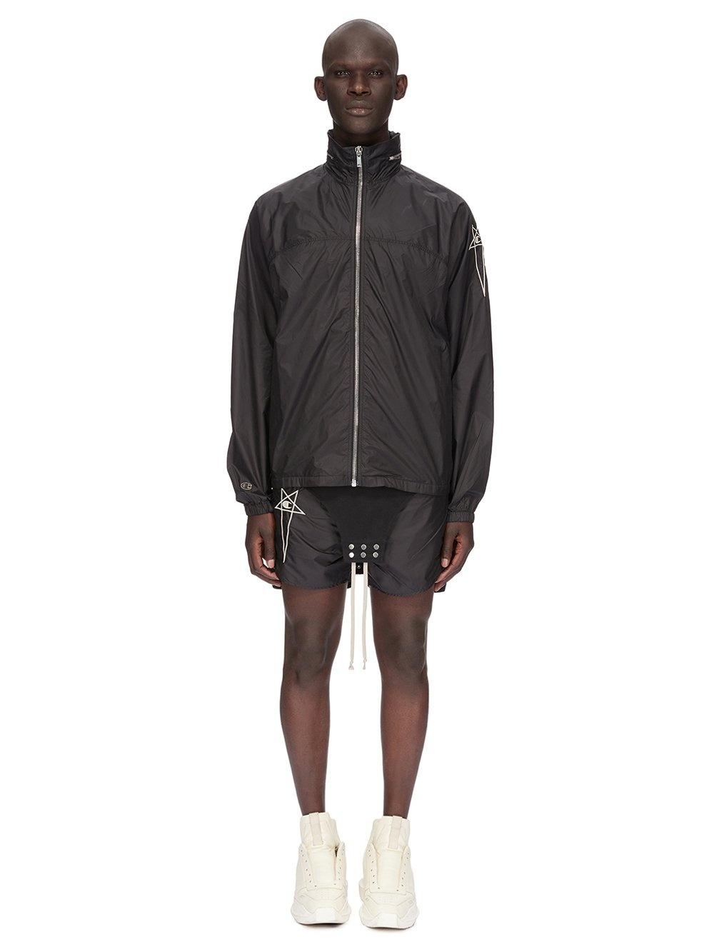 RICK OWENS  Retractable hood cropped twill windbreaker jacket