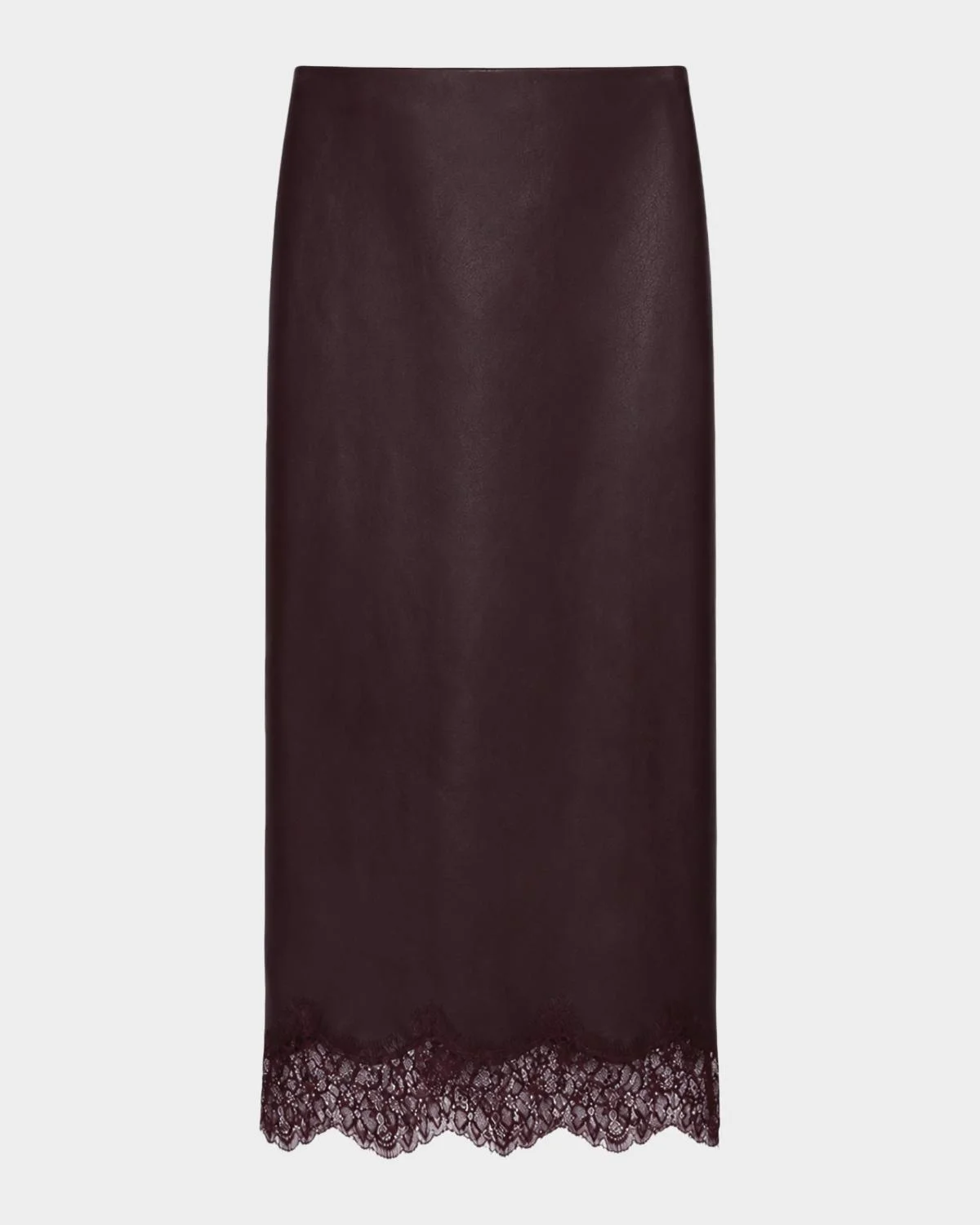 Sonja Faux Leather Lace-Trimmed Midi Skirt - 1