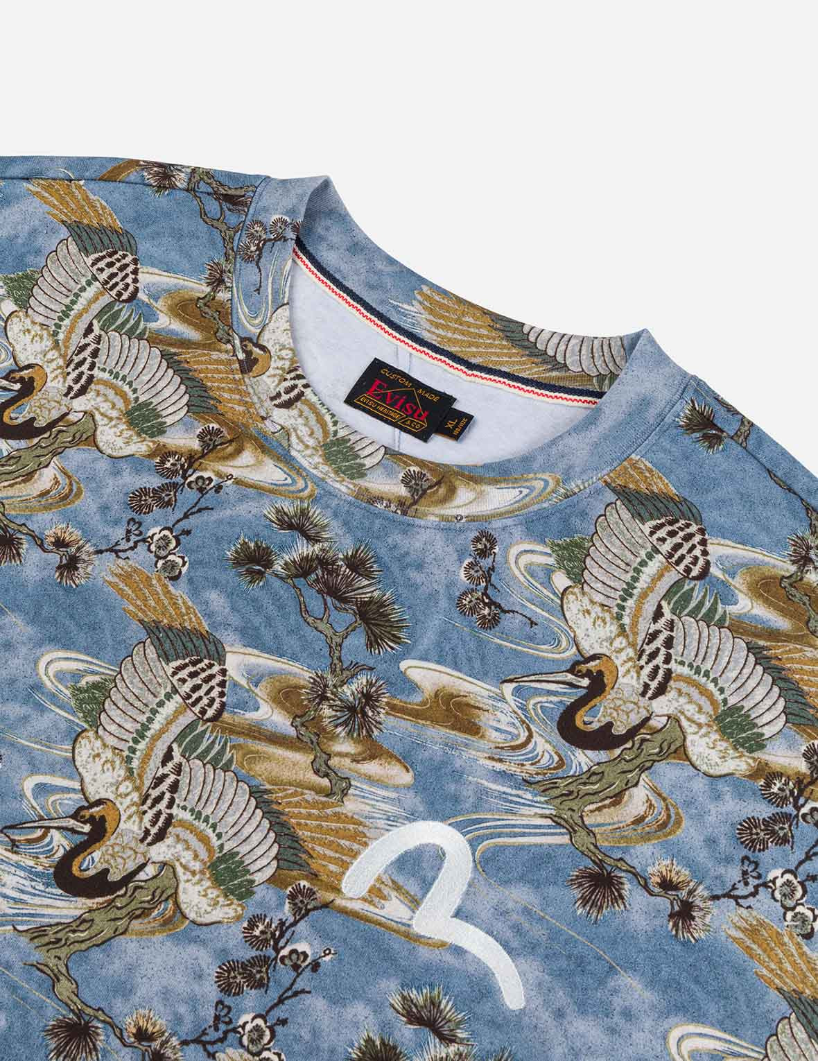 Allover Crane Print Relax Fit T-shirt - 6