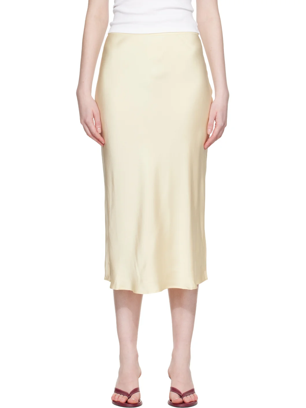 Yellow Bar Silk Midi Skirt - 1
