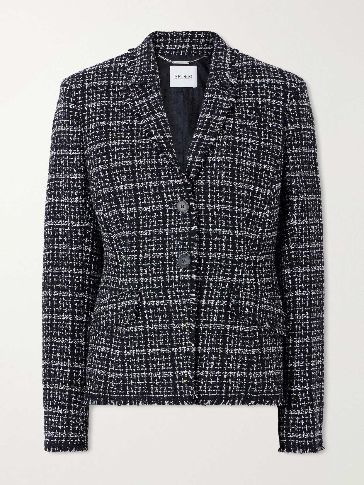 Fitted Single-breasted Cotton-blend Tweed Blazer - 1