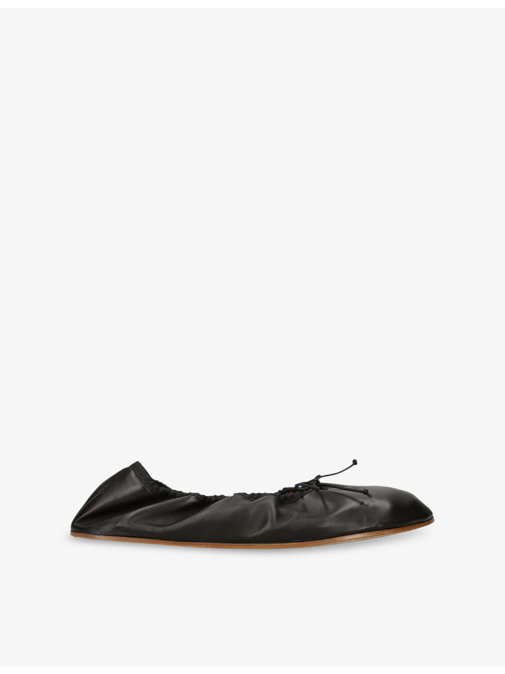 Round Leather Ballet Flats - 1