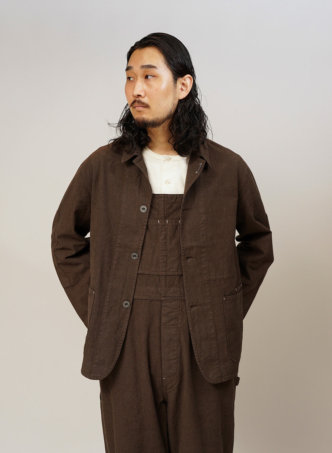 New Navvie Blazer Broken Twill in Brown - 2