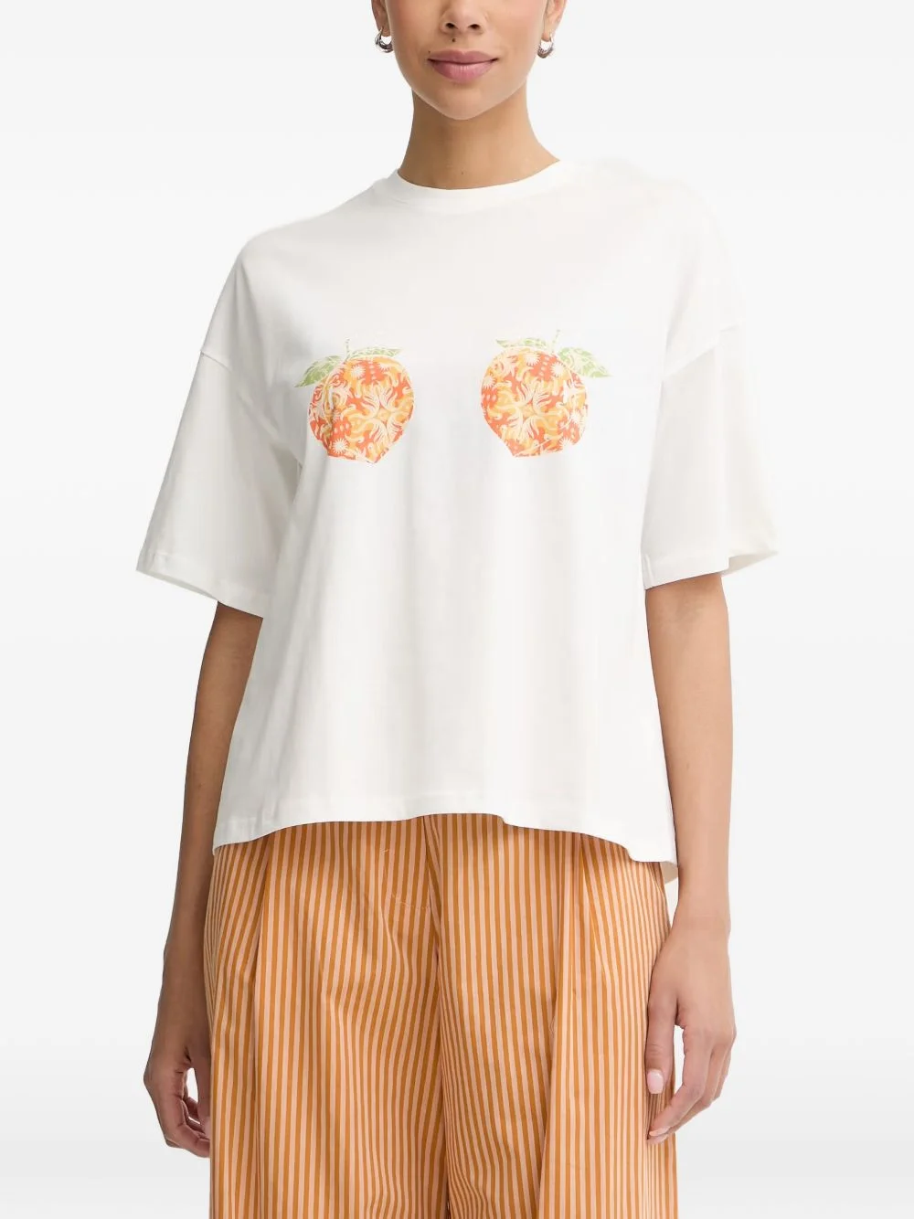 peach-print cotton T-shirt - 1