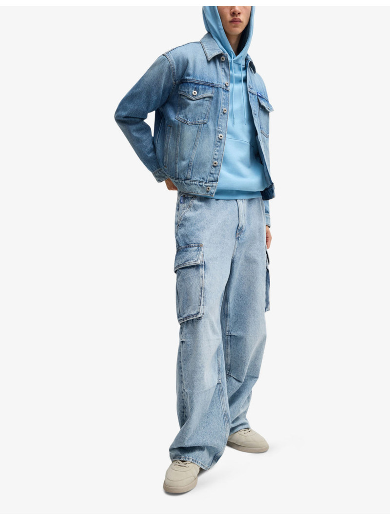 HUGO Drawstring-Waist Cargo-Pocket Denim Jeans outlook