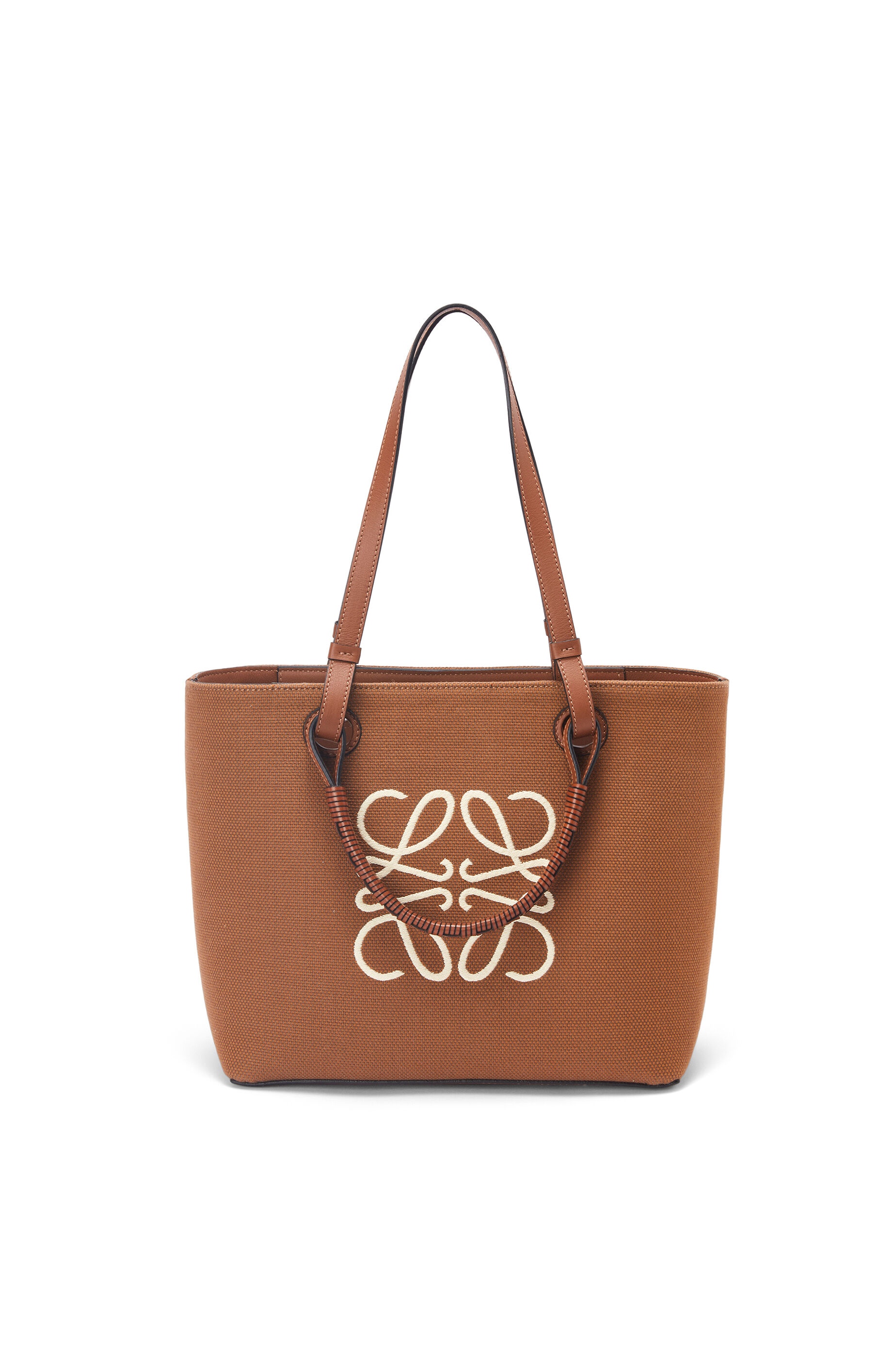 Small Anagram Tote bag in jacquard and calfskin - 1