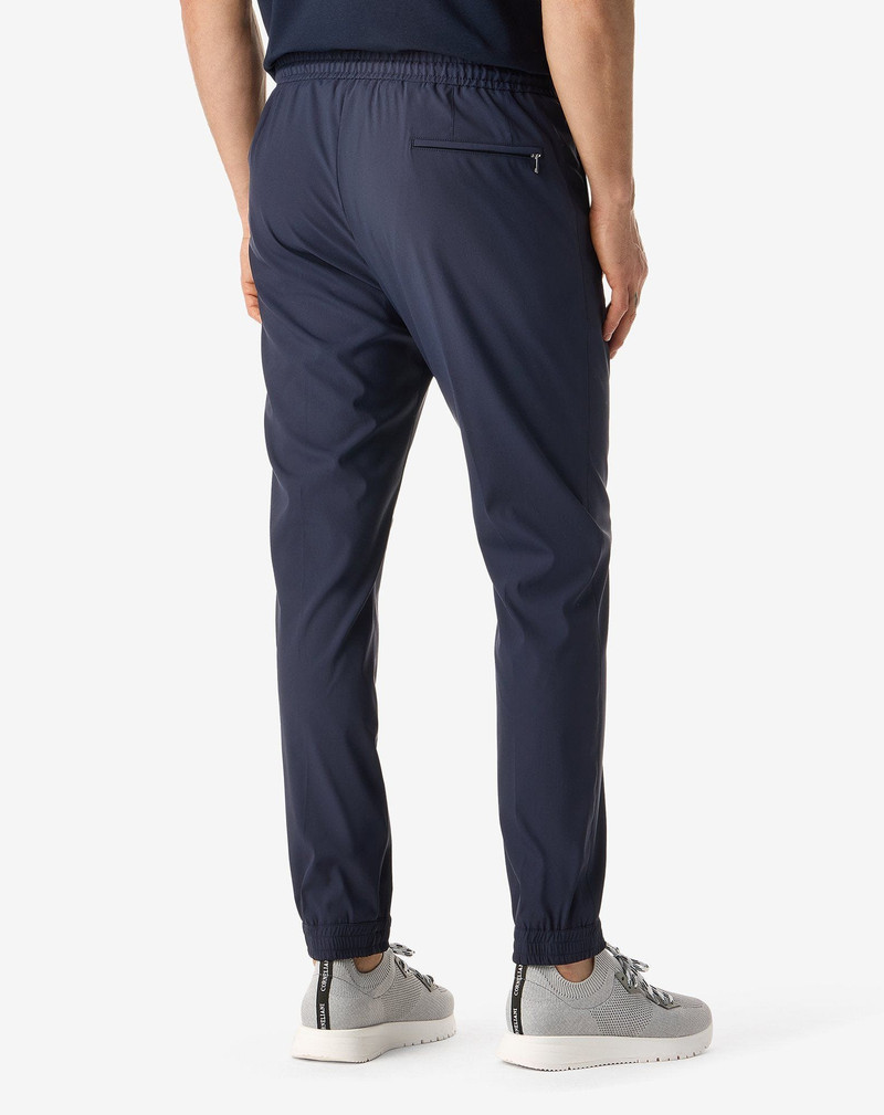 Dark blue technical wool fabric joggers 4