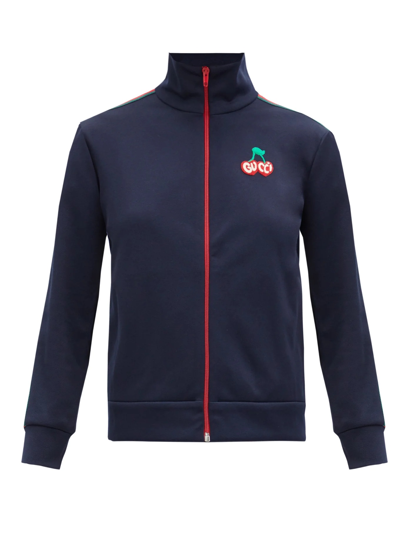 Cherry-embroidered pique track jacket - 1