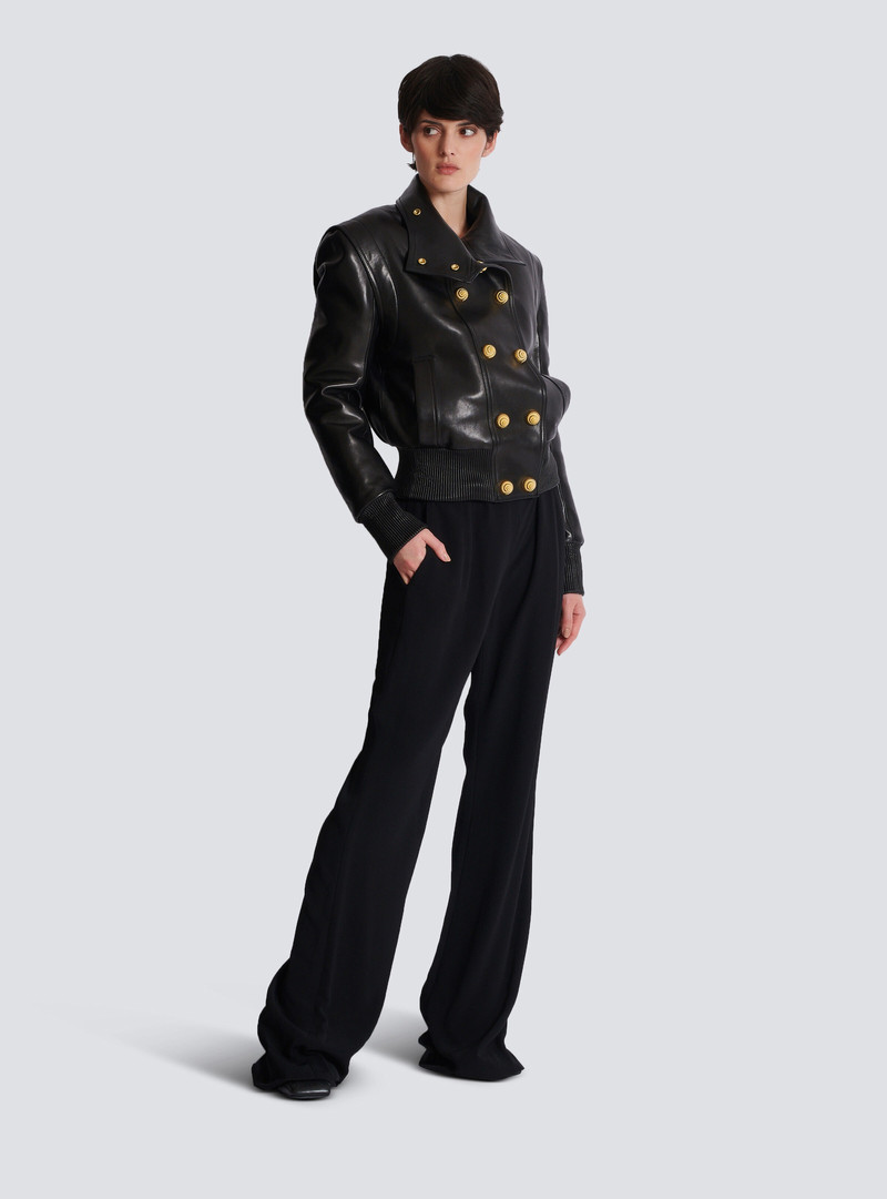 Balmain Lambskin leather aviator jacket with stand-up collar outlook
