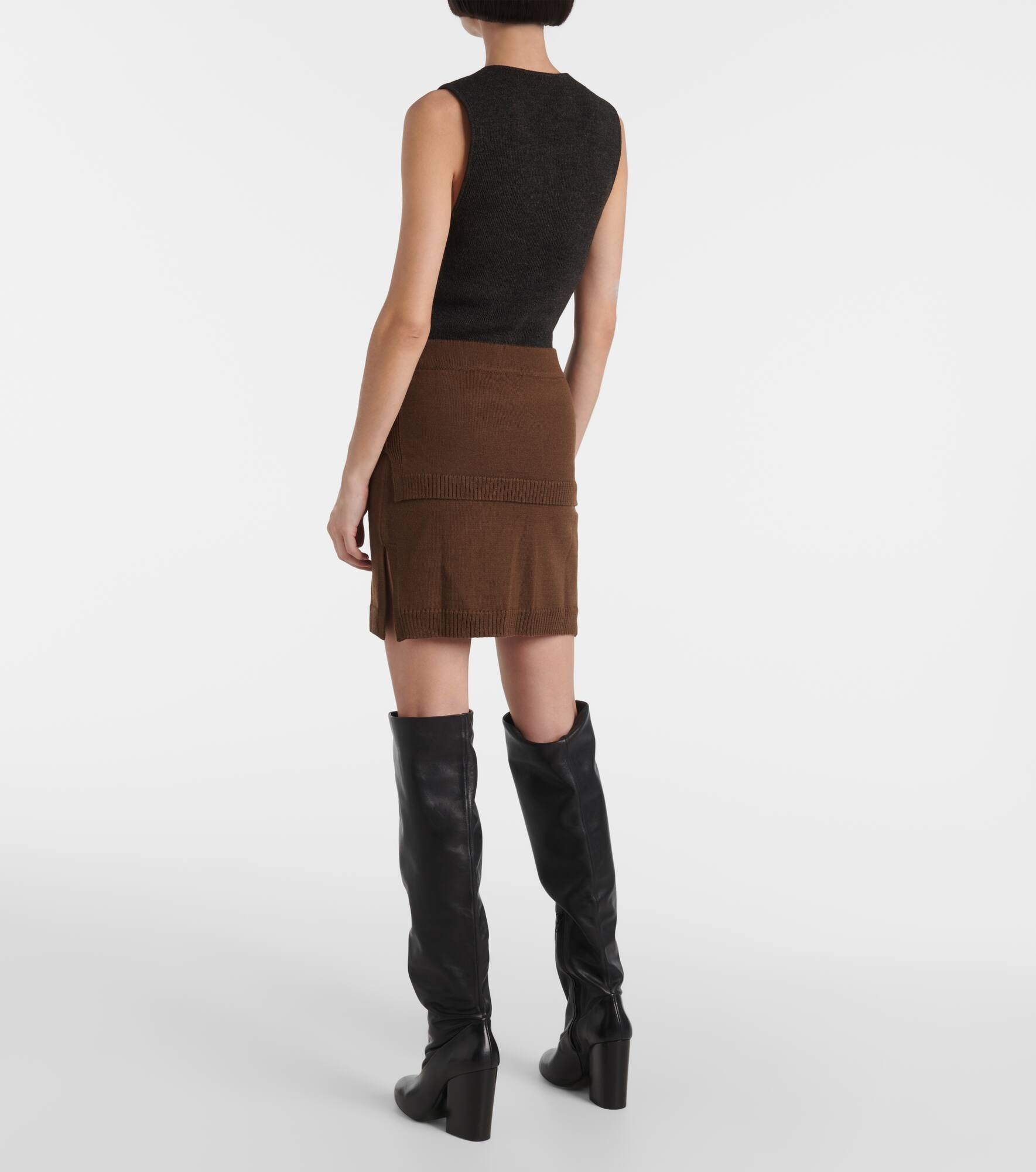 Trompe l'œil wool-blend miniskirt - 3