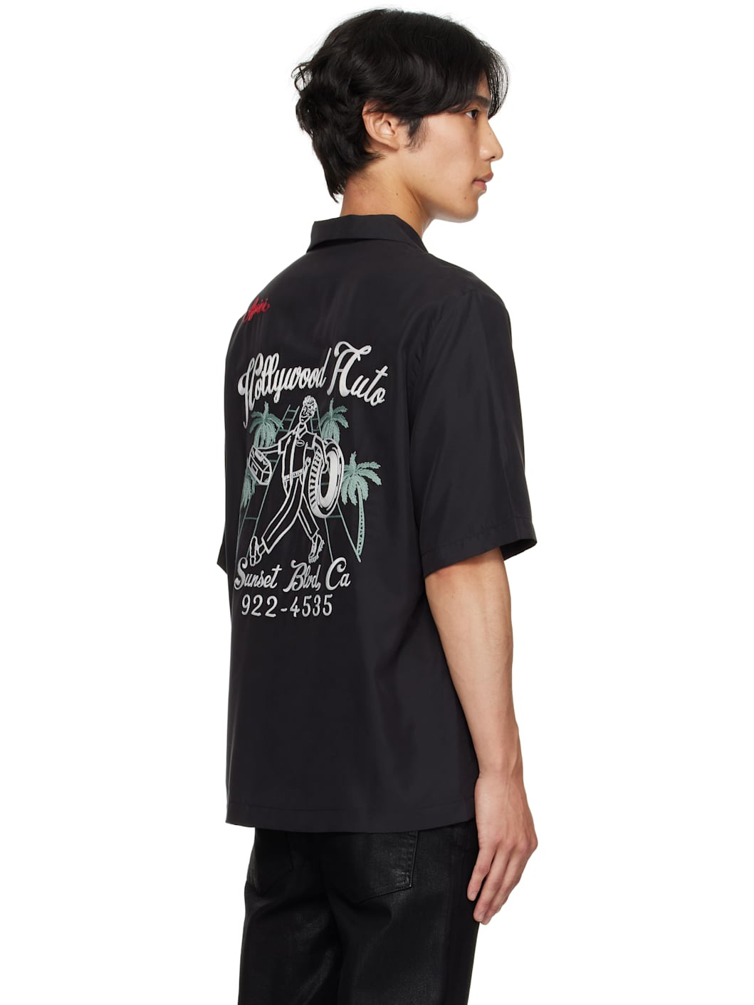 Black 'Hollywood Auto' Bowling Shirt - 3