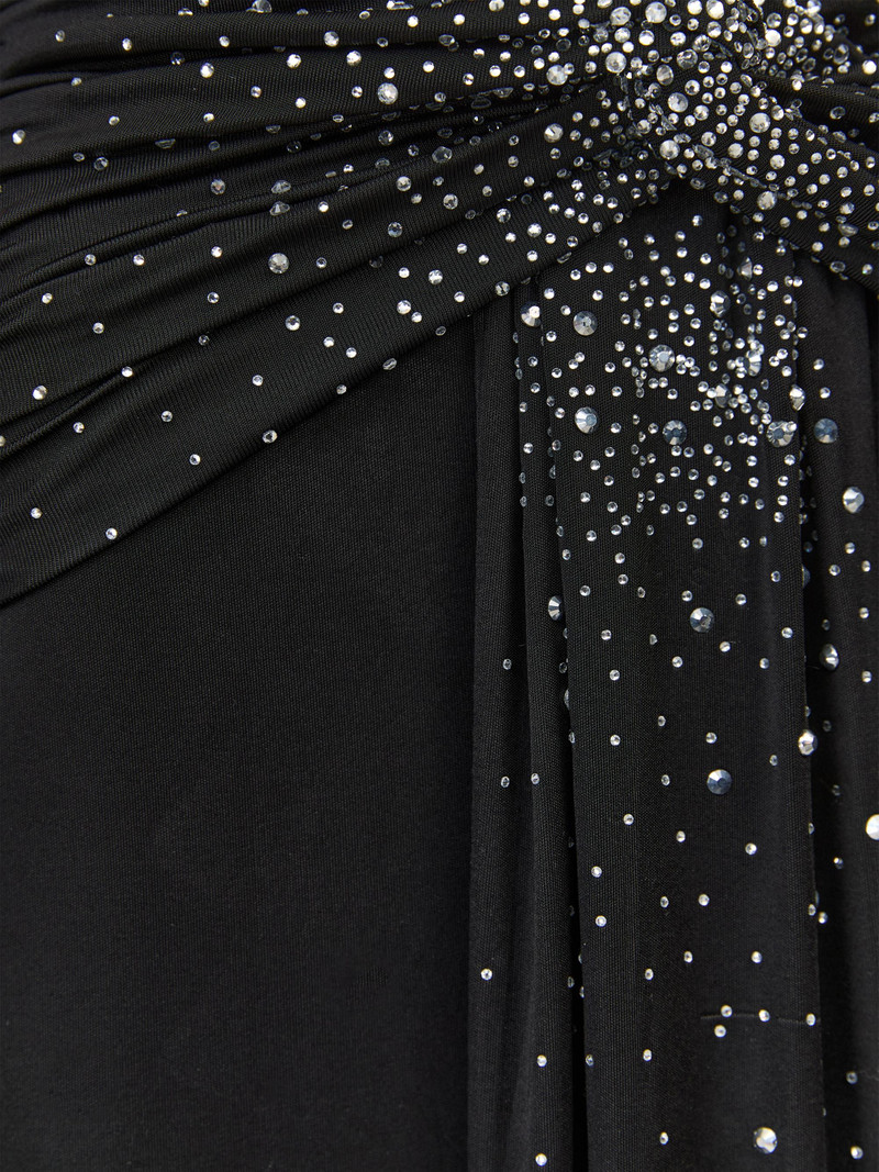 Women's Azure Rhinestone Plunging V-neck Jersey Gown - Magie Noire 6