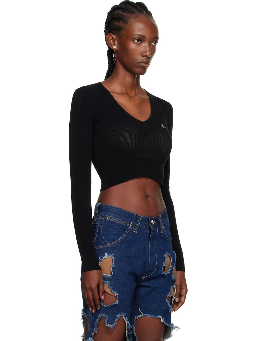 Black Bea Cropped Sweater - 2