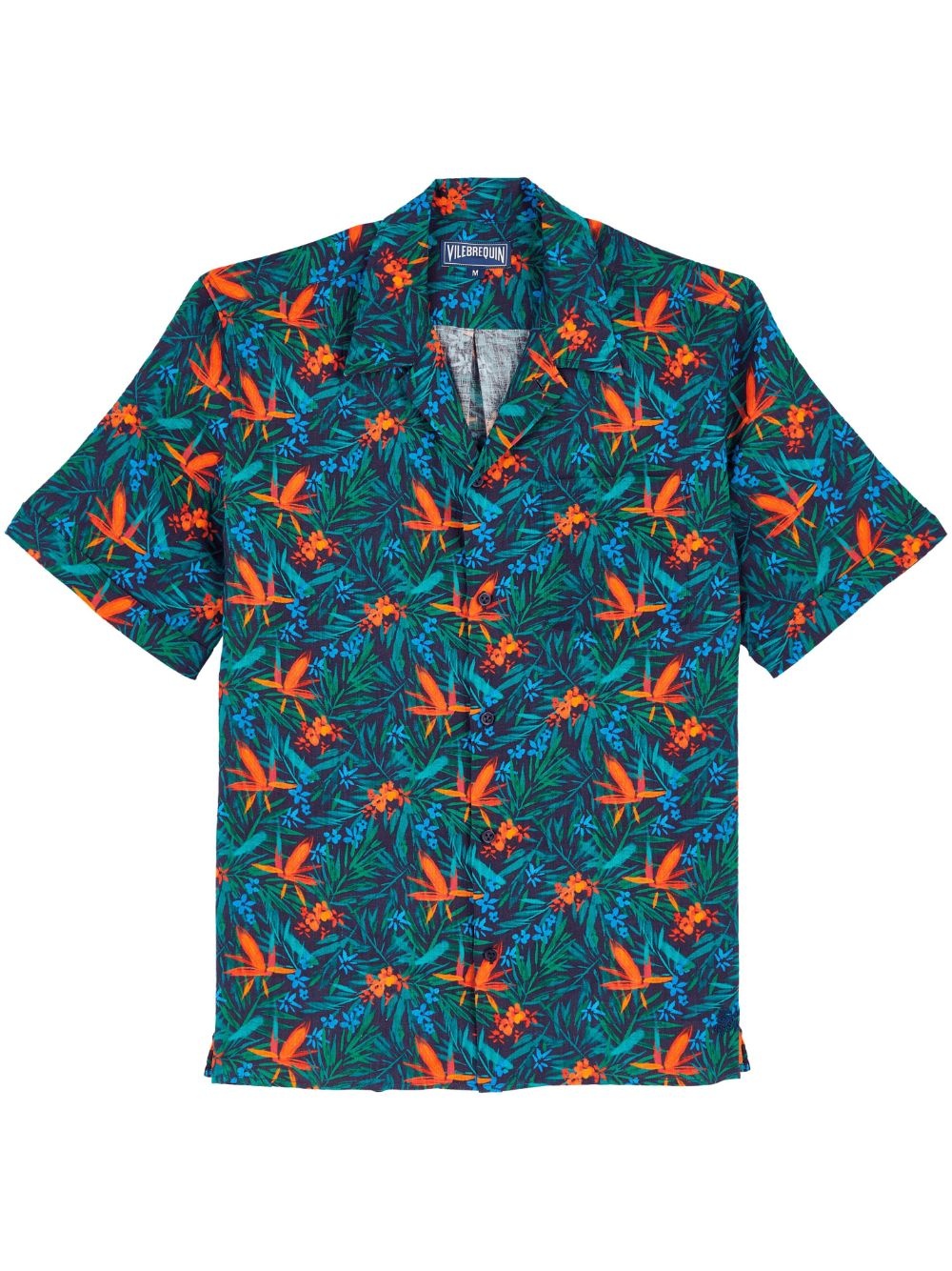 floral-print linen shirt - 1